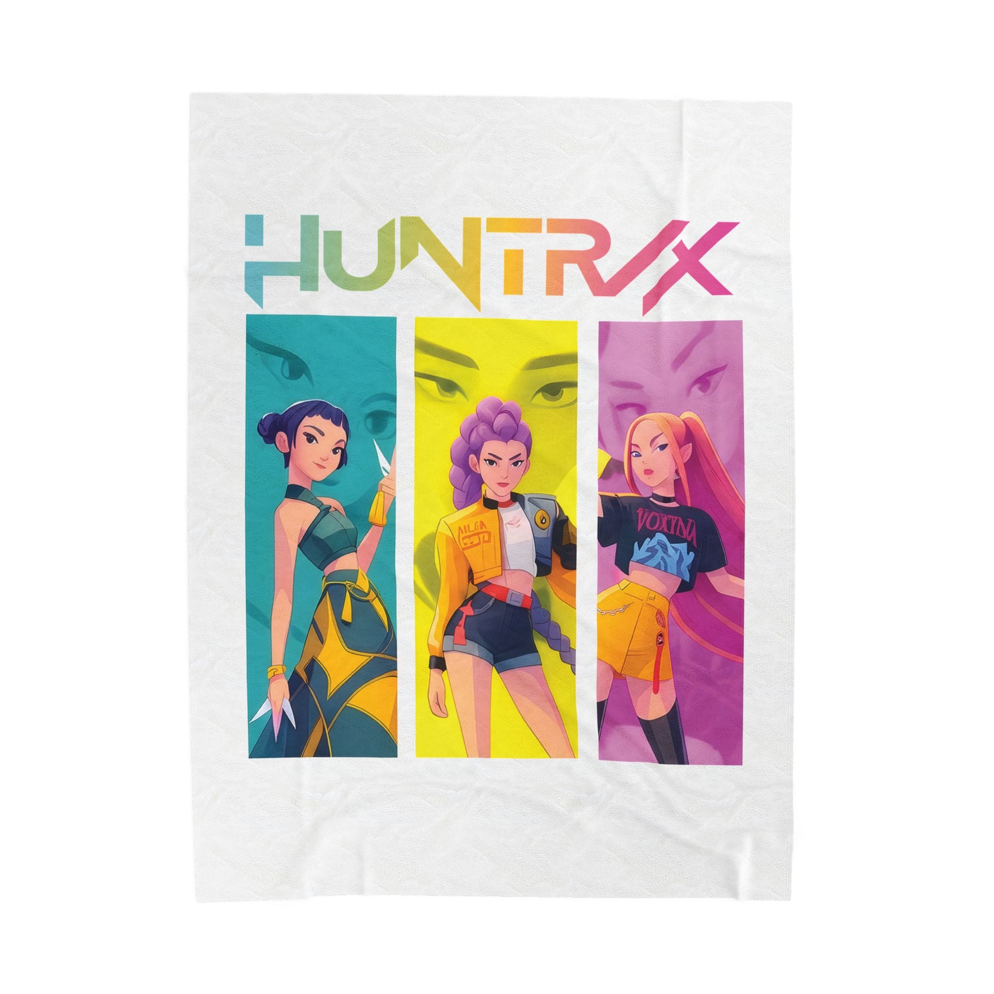 Velveteen Plush Blanket — HUNTRX K-Pop Style Trio Graphic Throw
