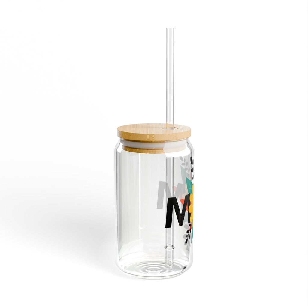Sunflower Mom 16oz Sipper Glass with Bamboo Lid