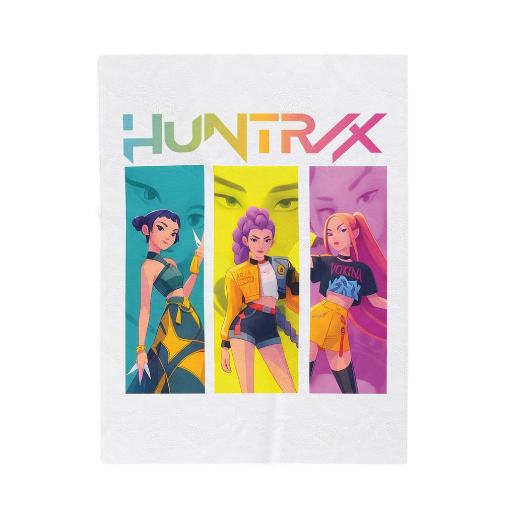 Velveteen Plush Blanket — HUNTRX K-Pop Style Trio Graphic Throw