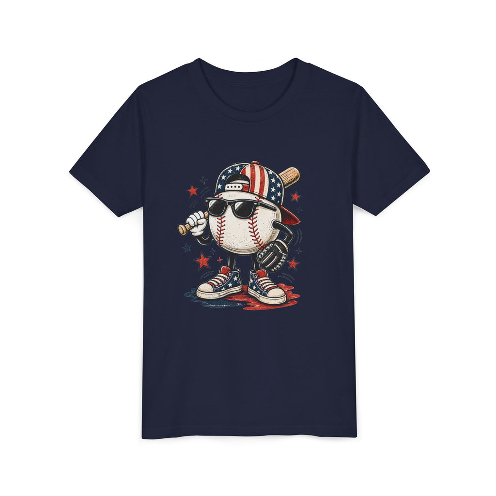 Patriotic Cool Baseball Character Youth Tee