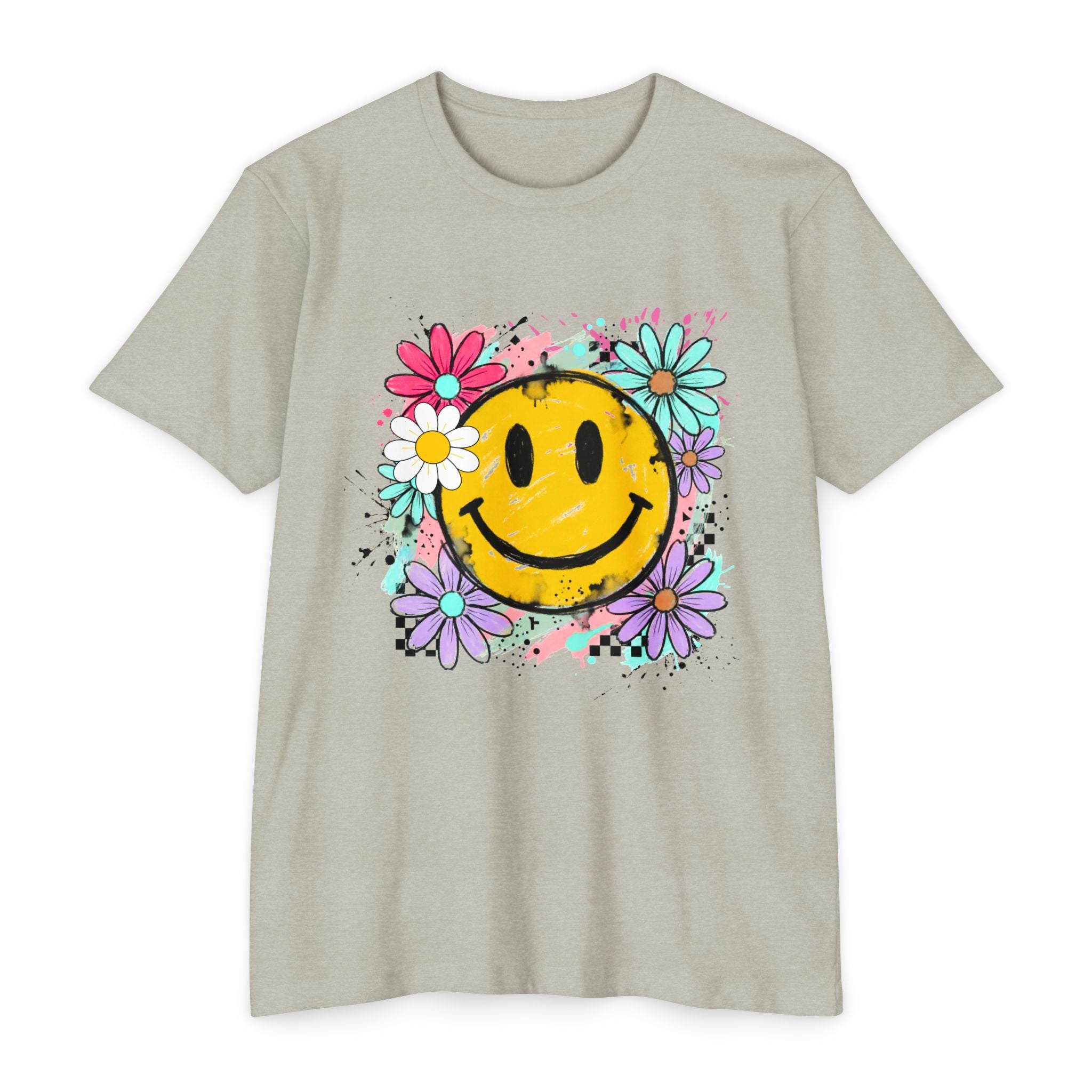 Smiley Flower Tee — Retro Happy Face Floral Graphic T-Shirt