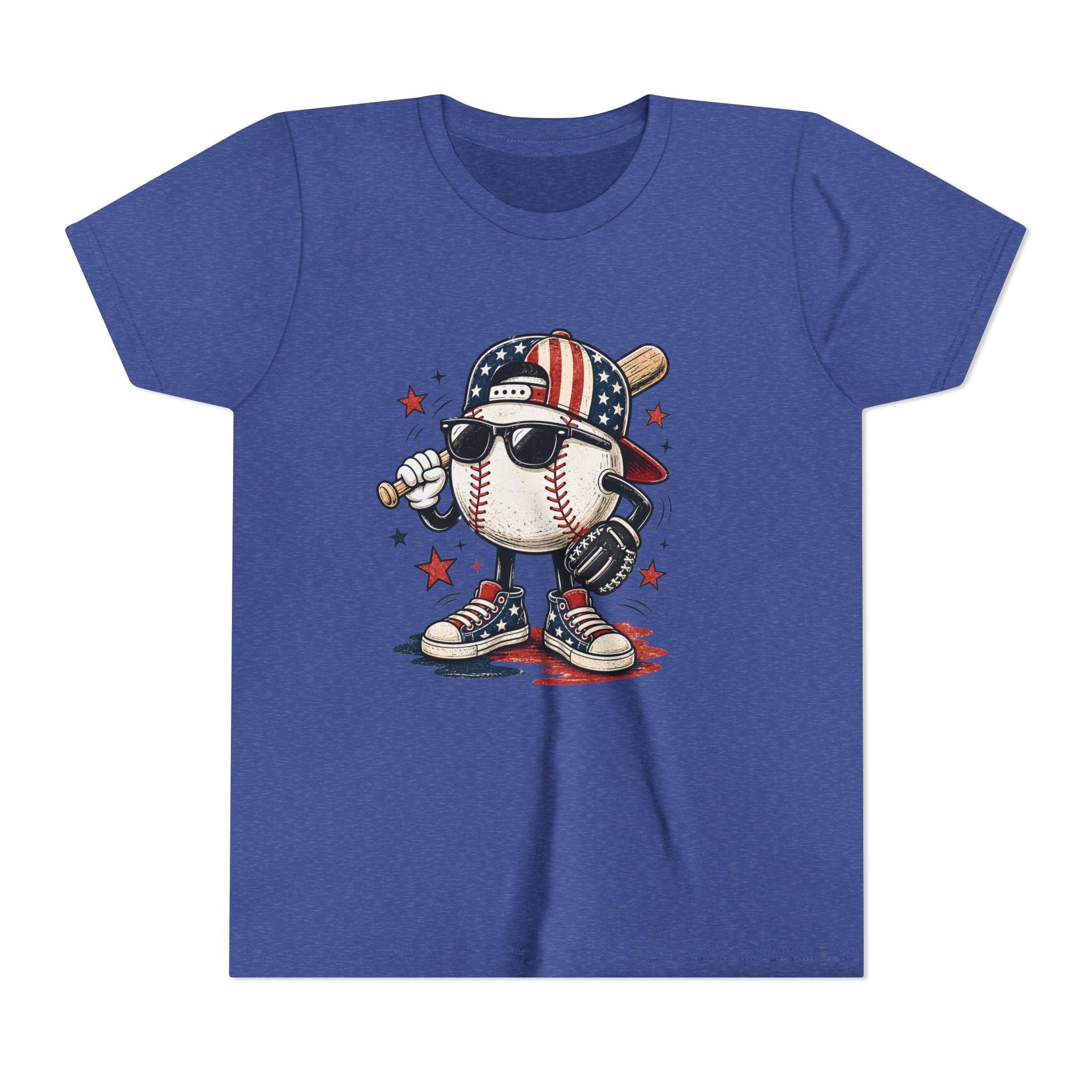 Patriotic Cool Baseball Character Youth Tee