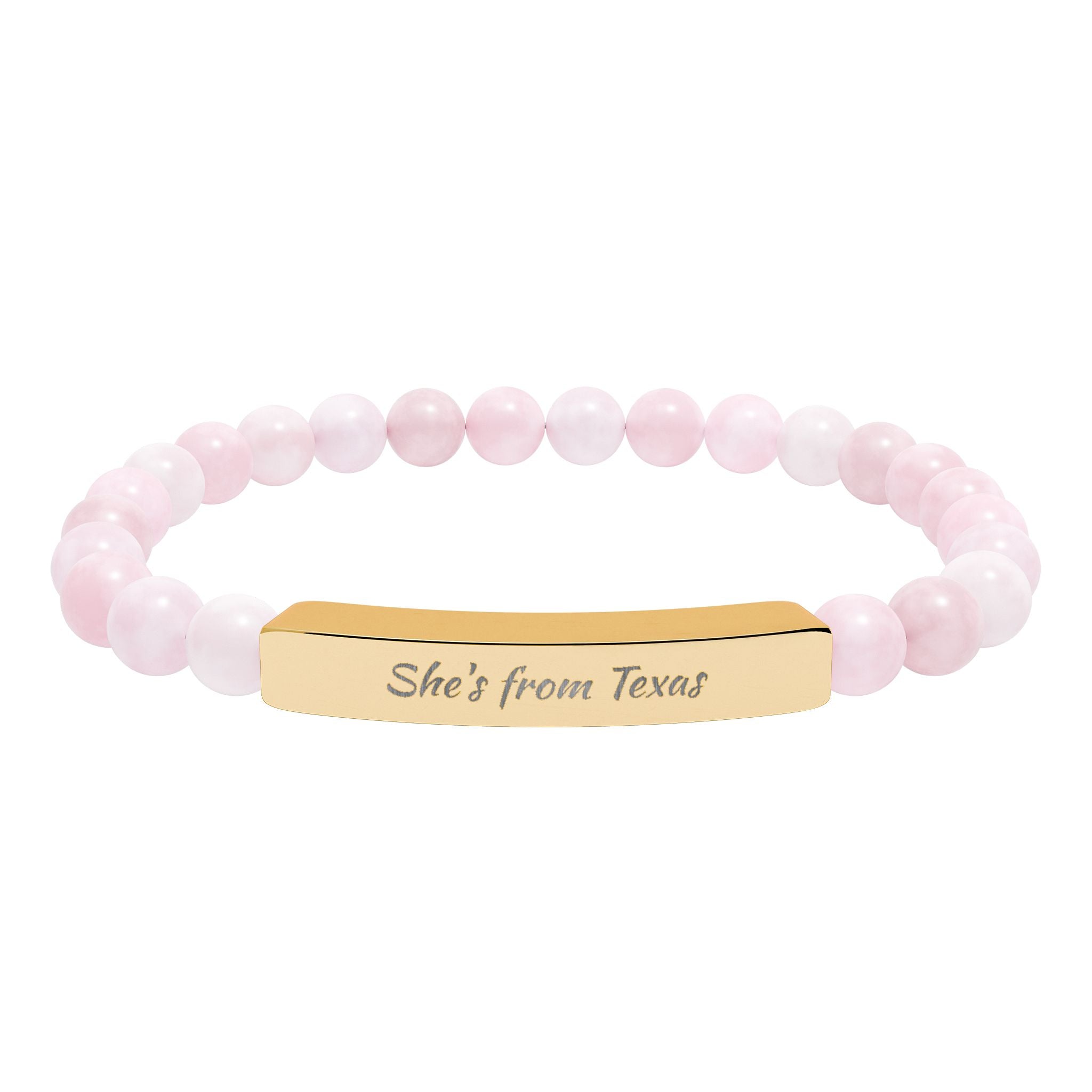 Engravable Natural Stone Stretch Bar Bracelet — Personalized Beaded Bracelet