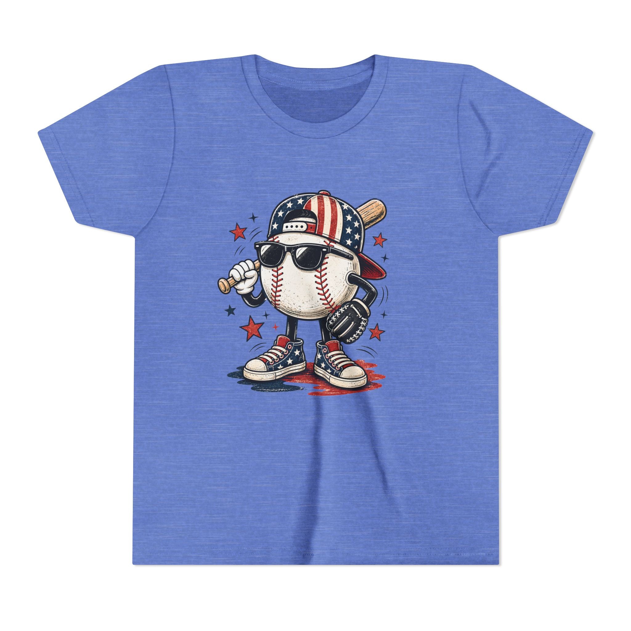 Patriotic Cool Baseball Character Youth Tee