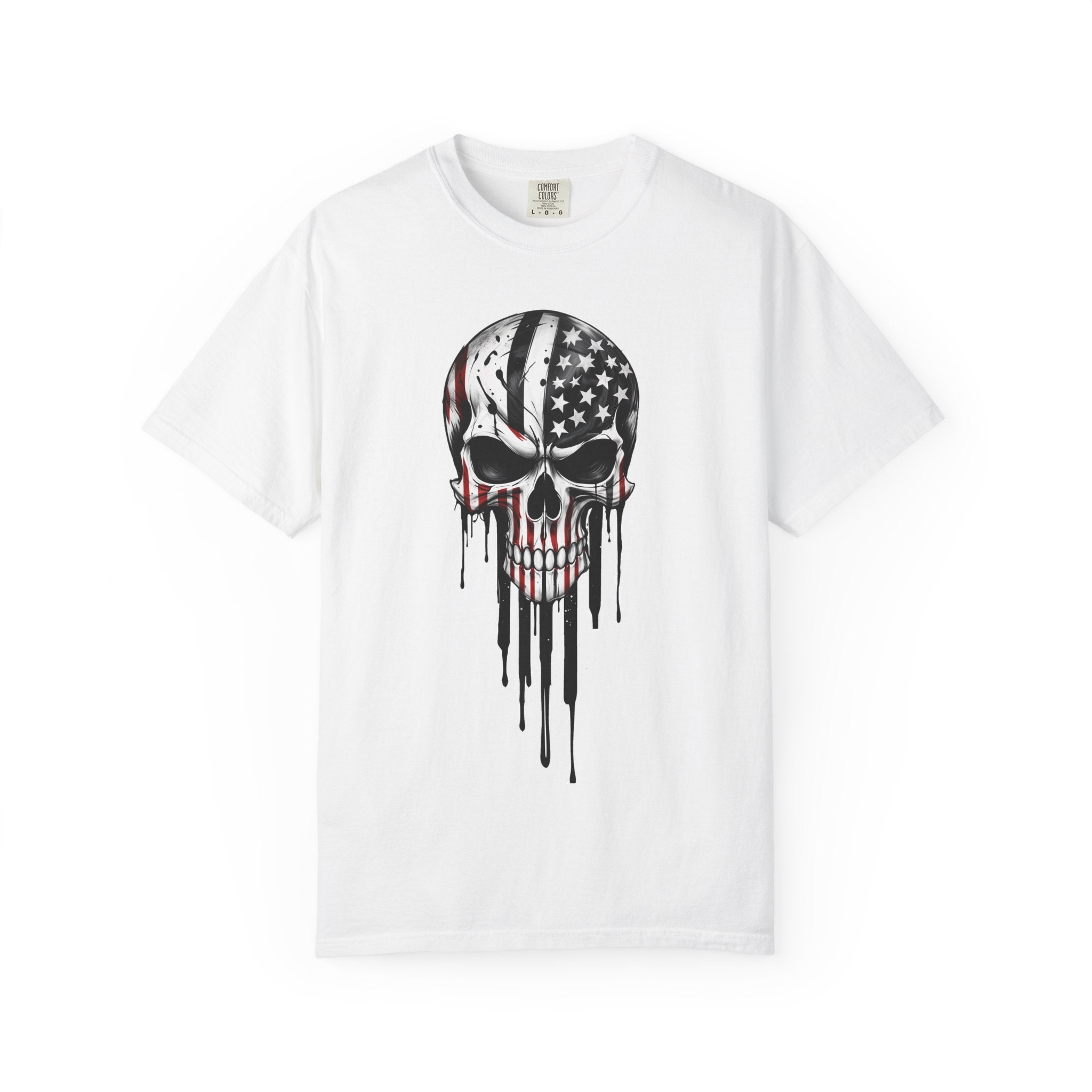 American Flag Drip Skull T-Shirt