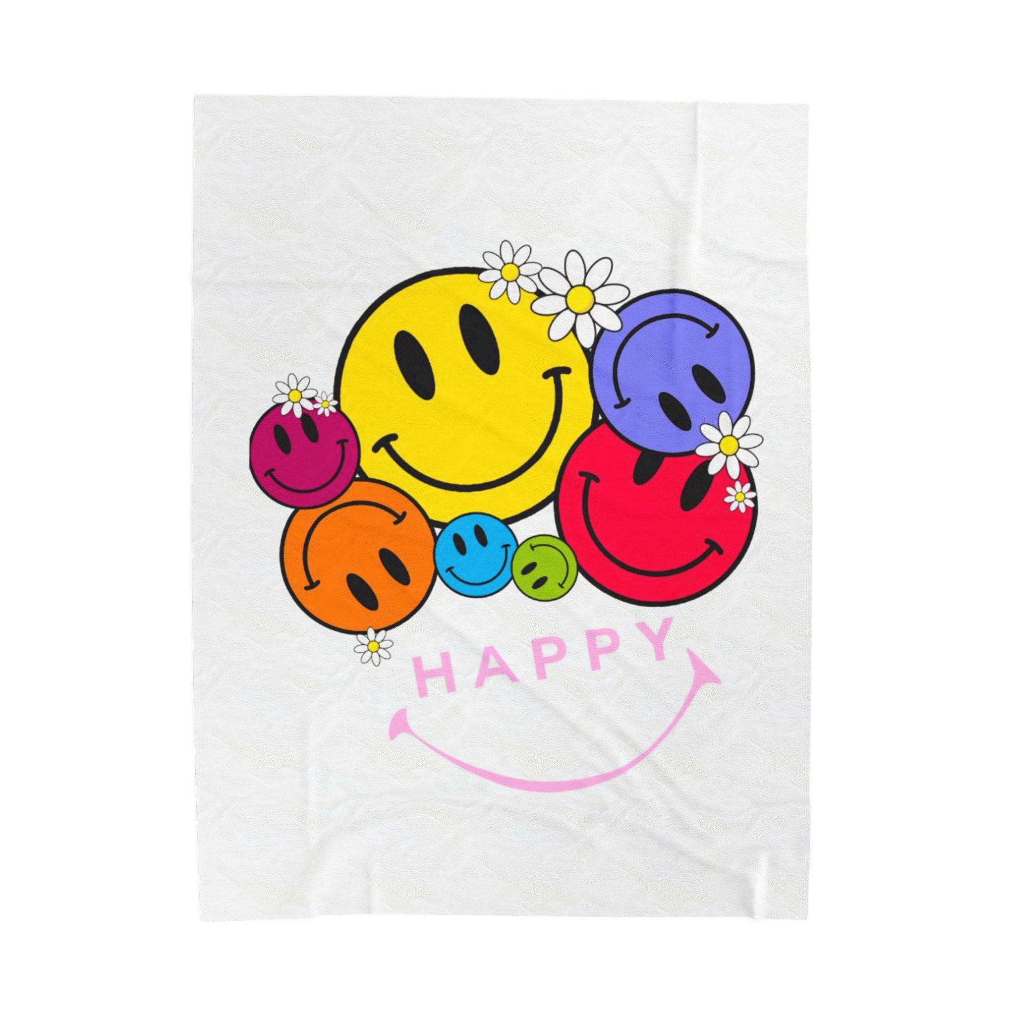 Happy Daisy Smiley Velveteen Plush Blanket