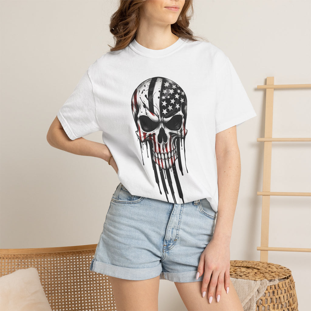 American Flag Drip Skull T-Shirt
