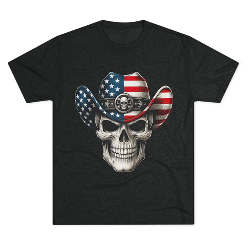 American Flag Skull Tee — Patriotic Cowboy Skull T-Shirt