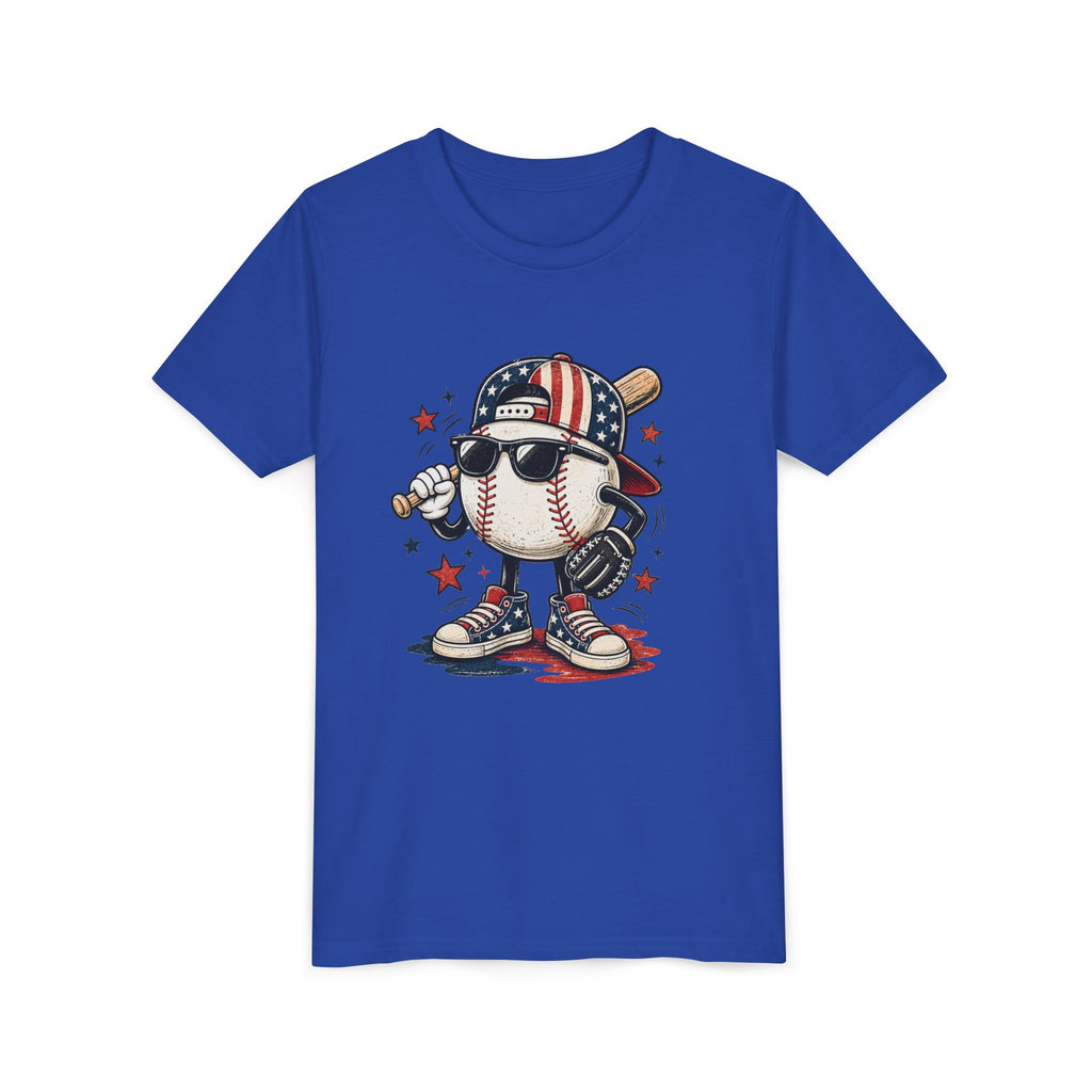Patriotic Cool Baseball Character Youth Tee