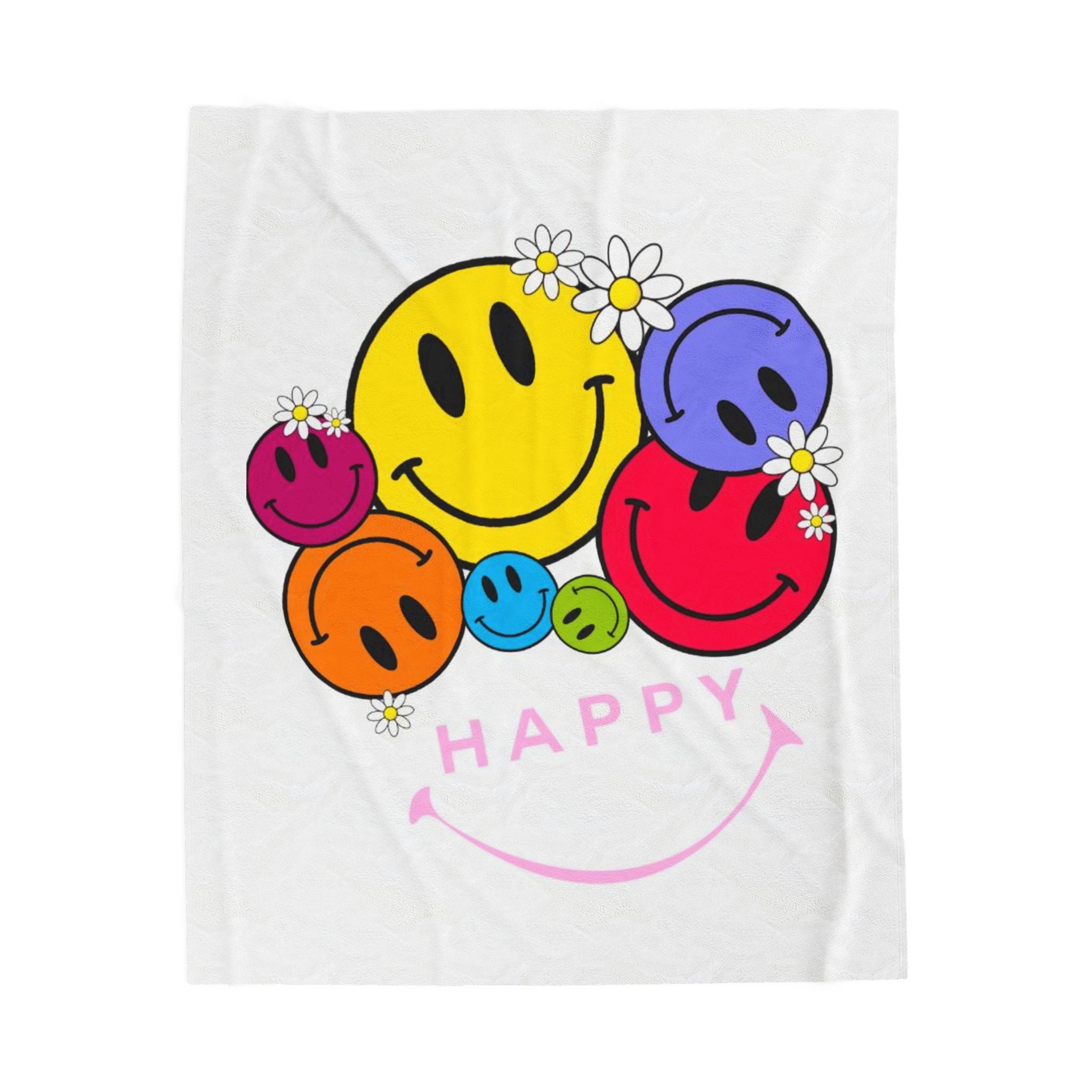Happy Daisy Smiley Velveteen Plush Blanket