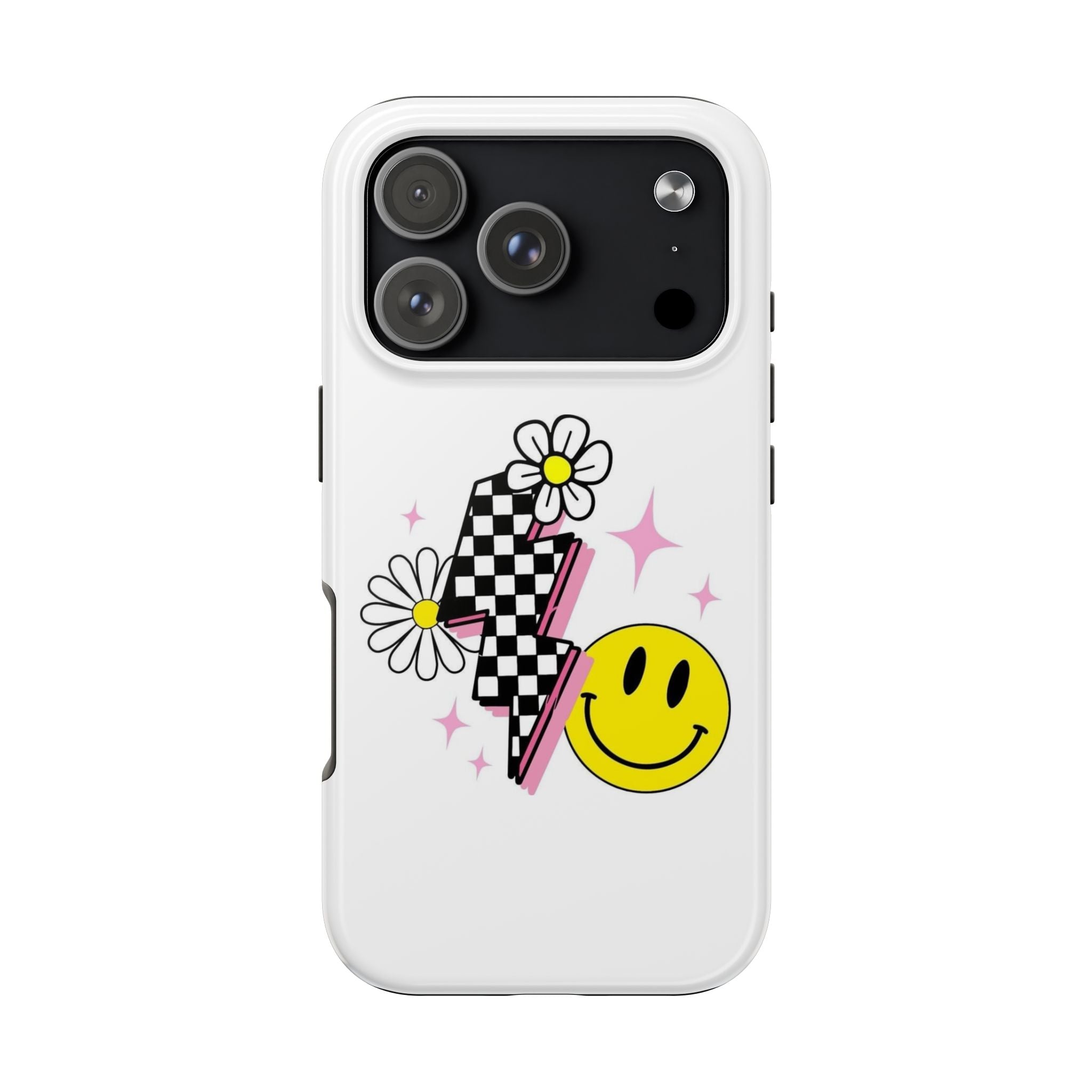 Retro Smiley Checkerboard Tough Phone Case — Daisy Lightning Design