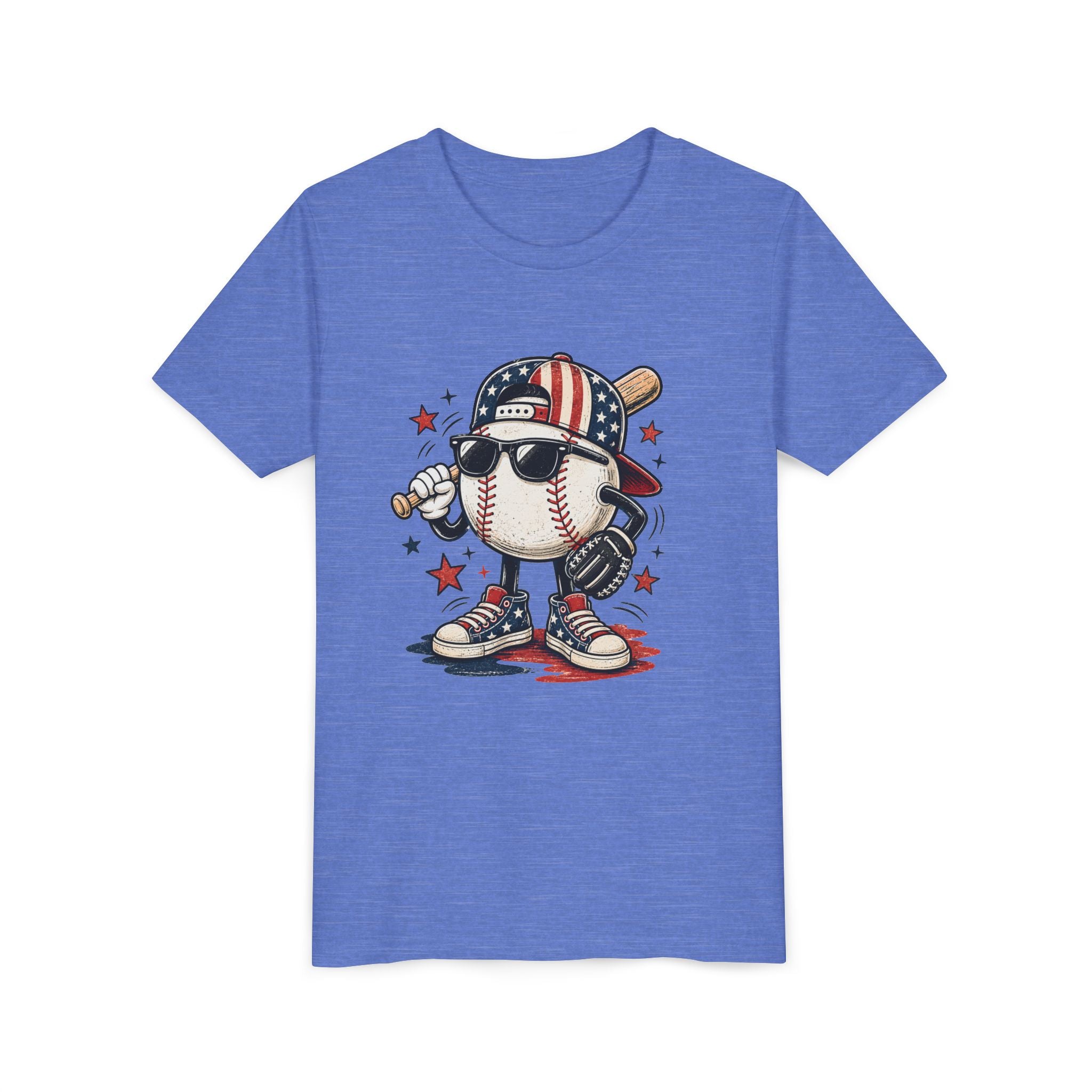 Patriotic Cool Baseball Character Youth Tee