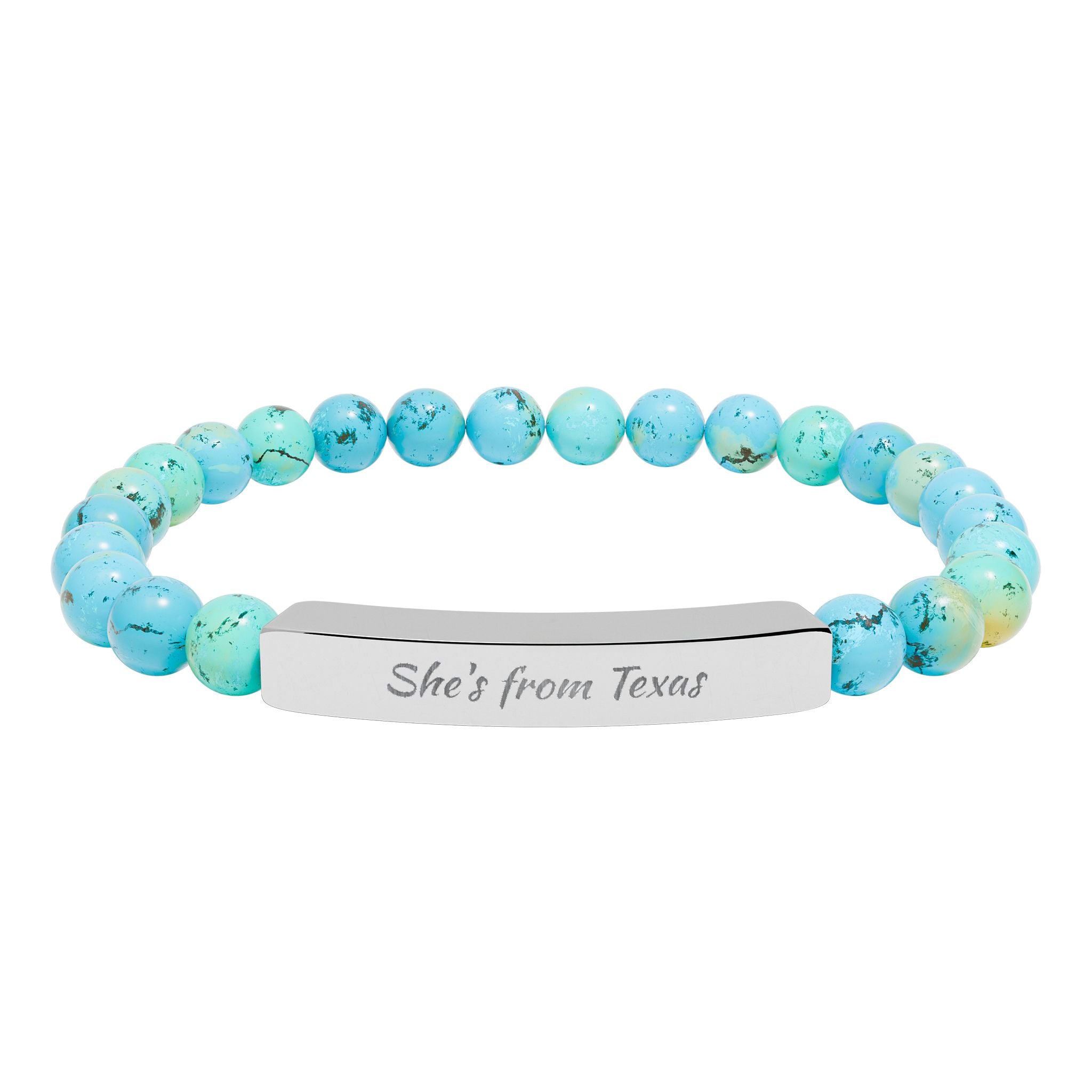 Engravable Natural Stone Stretch Bar Bracelet — Personalized Beaded Bracelet