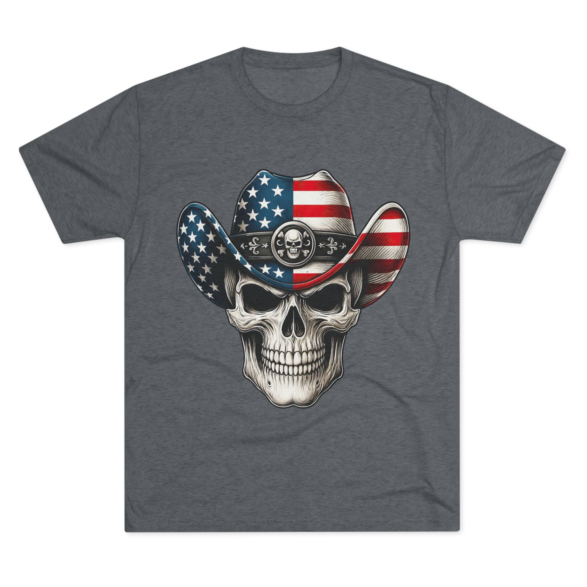 American Flag Skull Tee — Patriotic Cowboy Skull T-Shirt