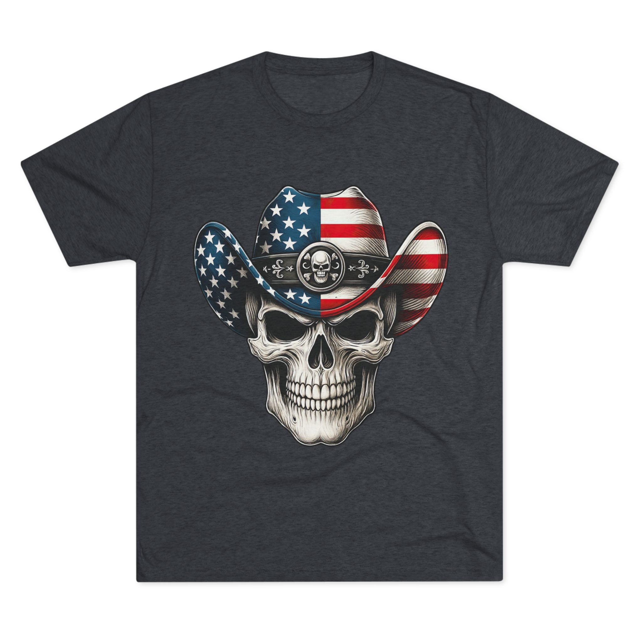 American Flag Skull Tee — Patriotic Cowboy Skull T-Shirt