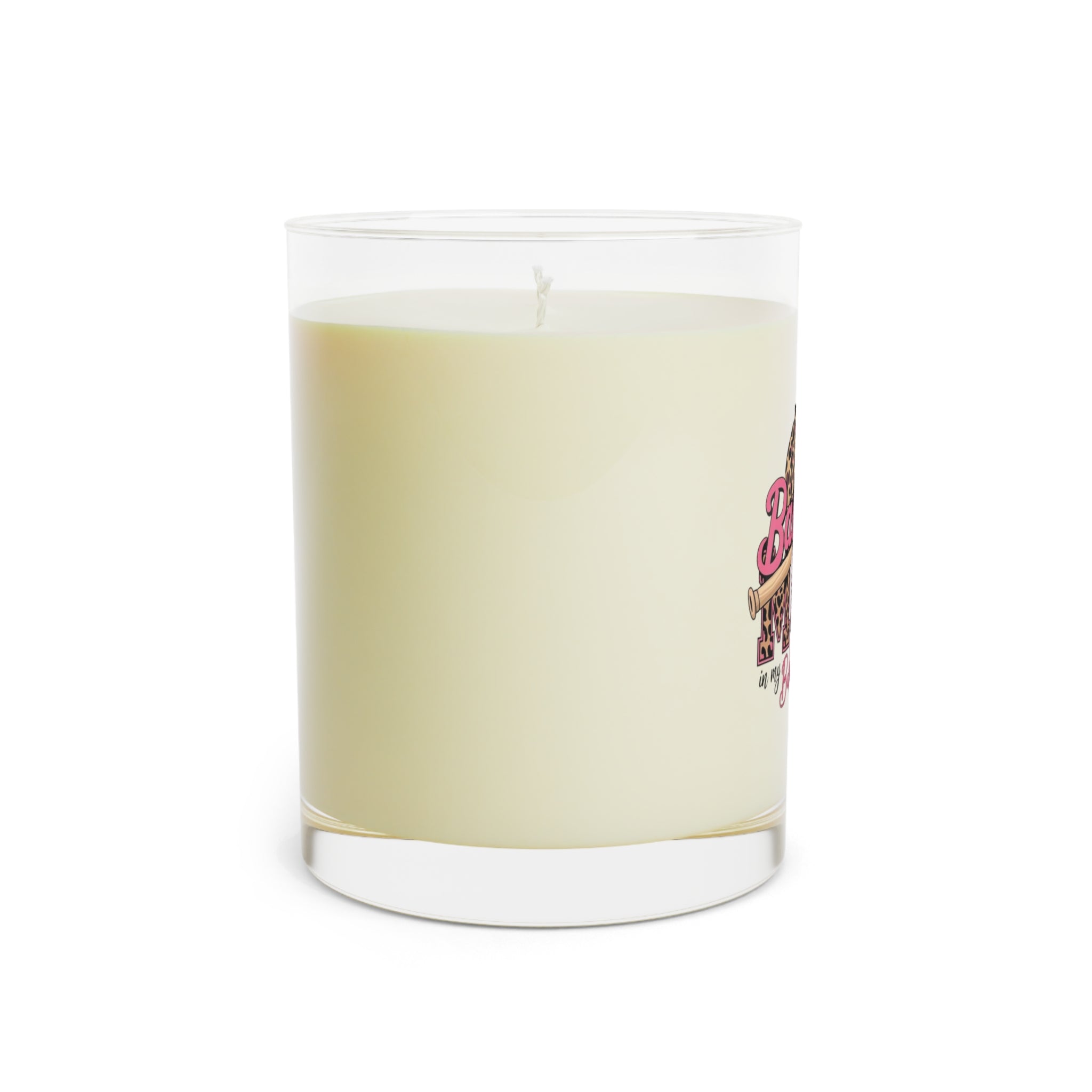 Baseball Mom Candle — 11oz Scented Glass Candle with Leopard Print "Baseball Mom" Design