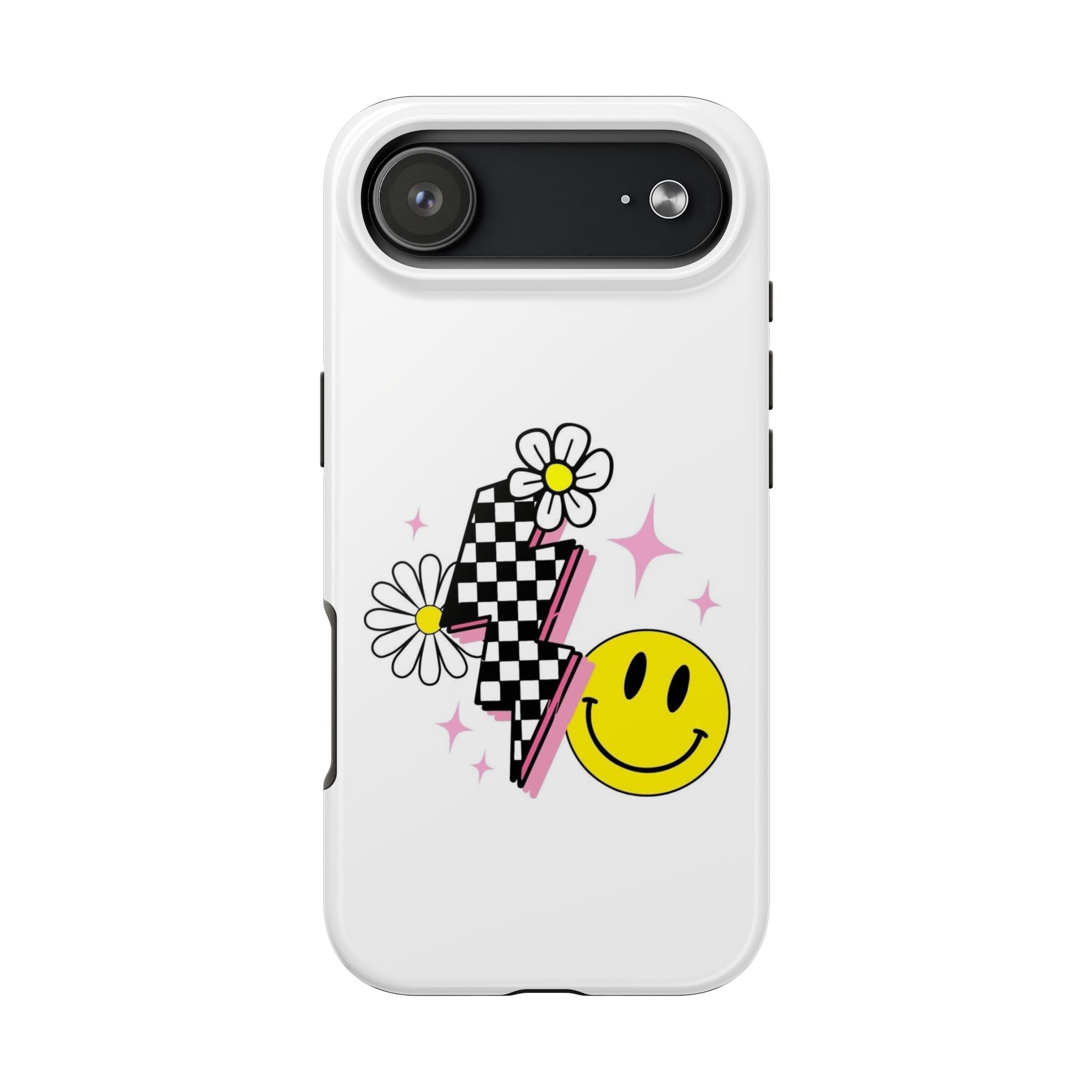 Retro Smiley Checkerboard Tough Phone Case — Daisy Lightning Design