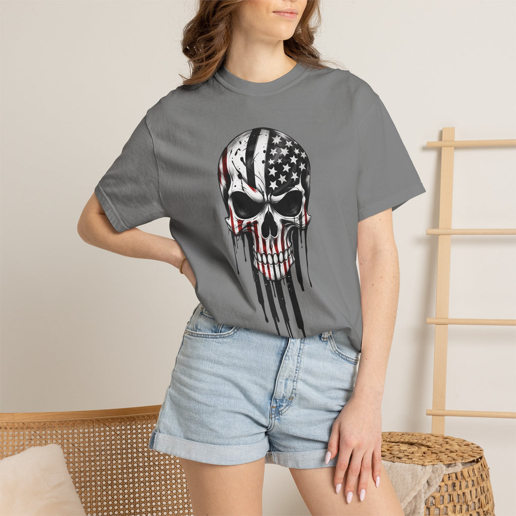 American Flag Drip Skull T-Shirt