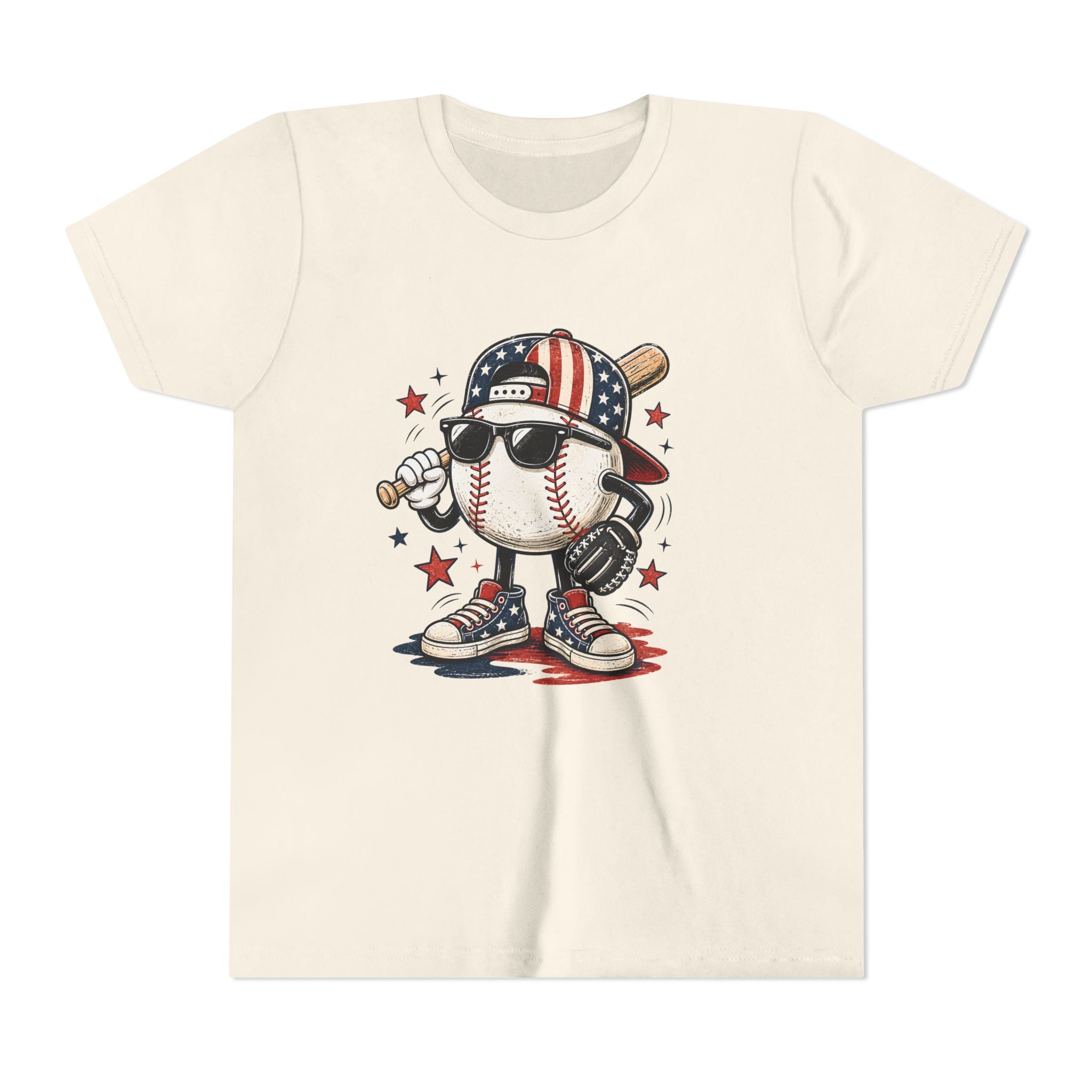 Patriotic Cool Baseball Character Youth Tee