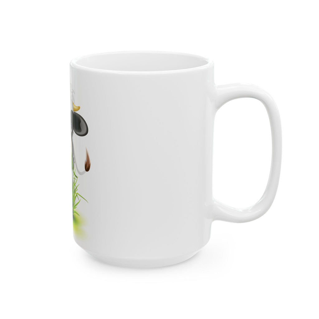 Cute Cow Ceramic Mug – 11oz & 15oz Coffee Cup with Daisy