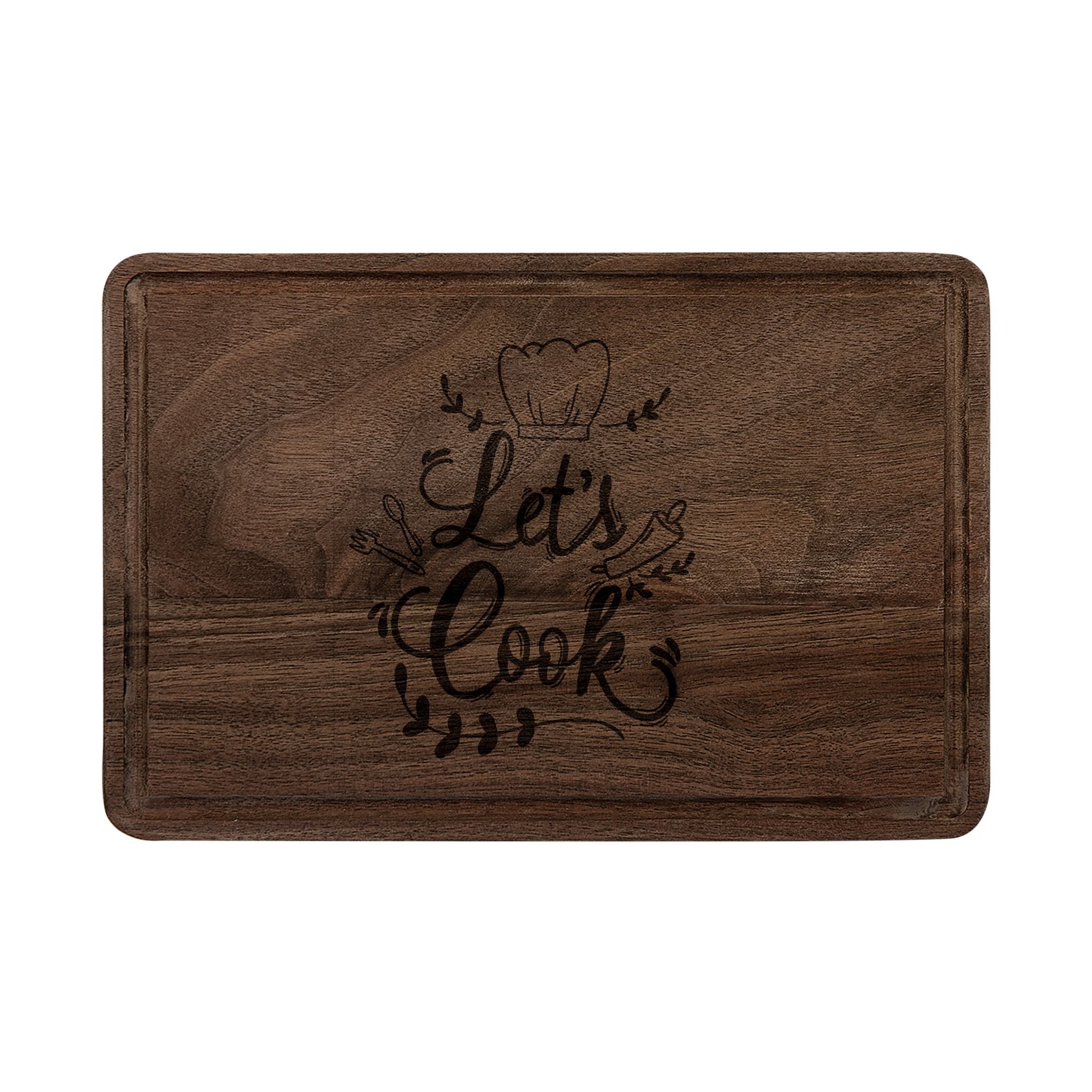 Engraved "Let's Cook" Wooden Cutting Board — Personalized Kitchen Gift