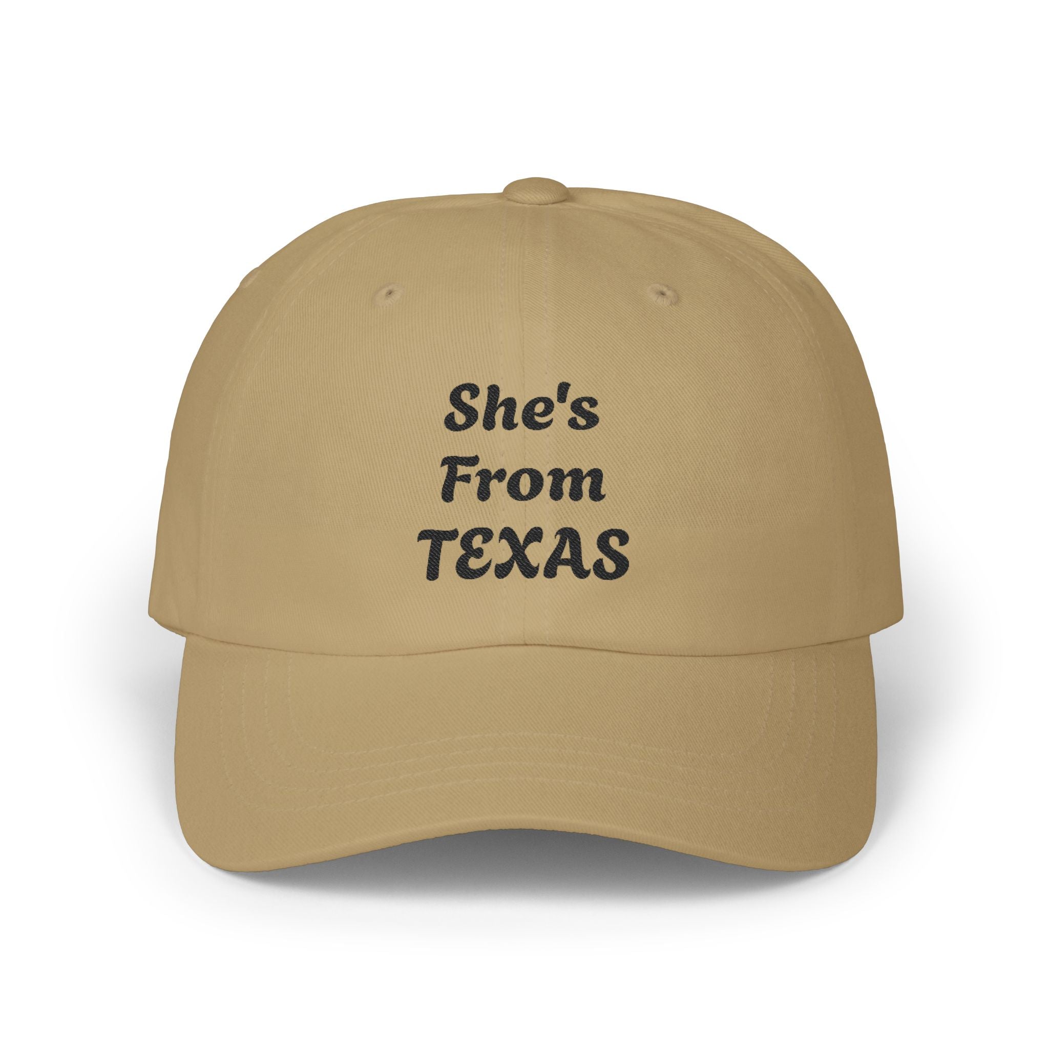She's From Texas Dad Cap - Embroidered White Baseball Hat for Women & Daughters