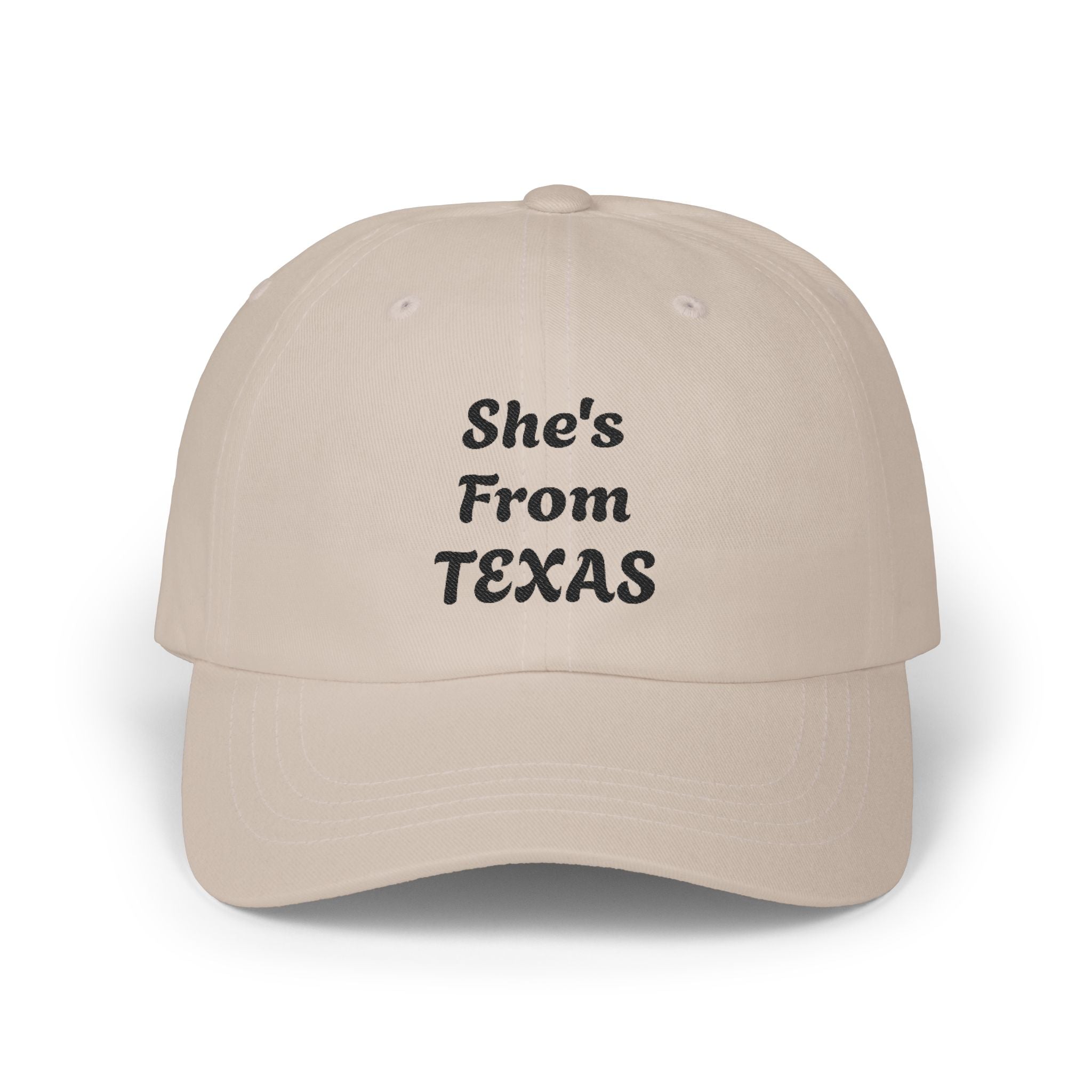 She's From Texas Dad Cap - Embroidered White Baseball Hat for Women & Daughters