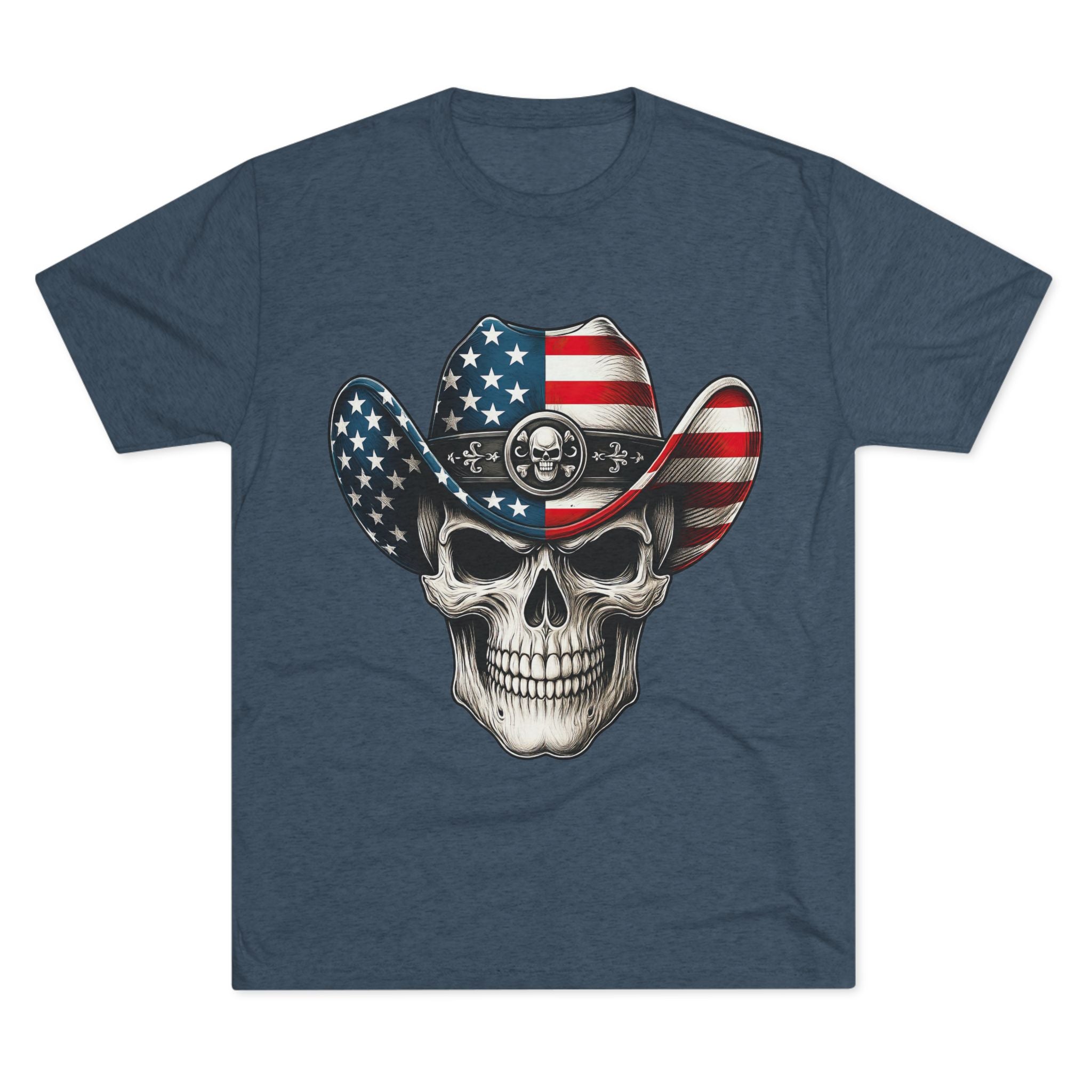American Flag Skull Tee — Patriotic Cowboy Skull T-Shirt
