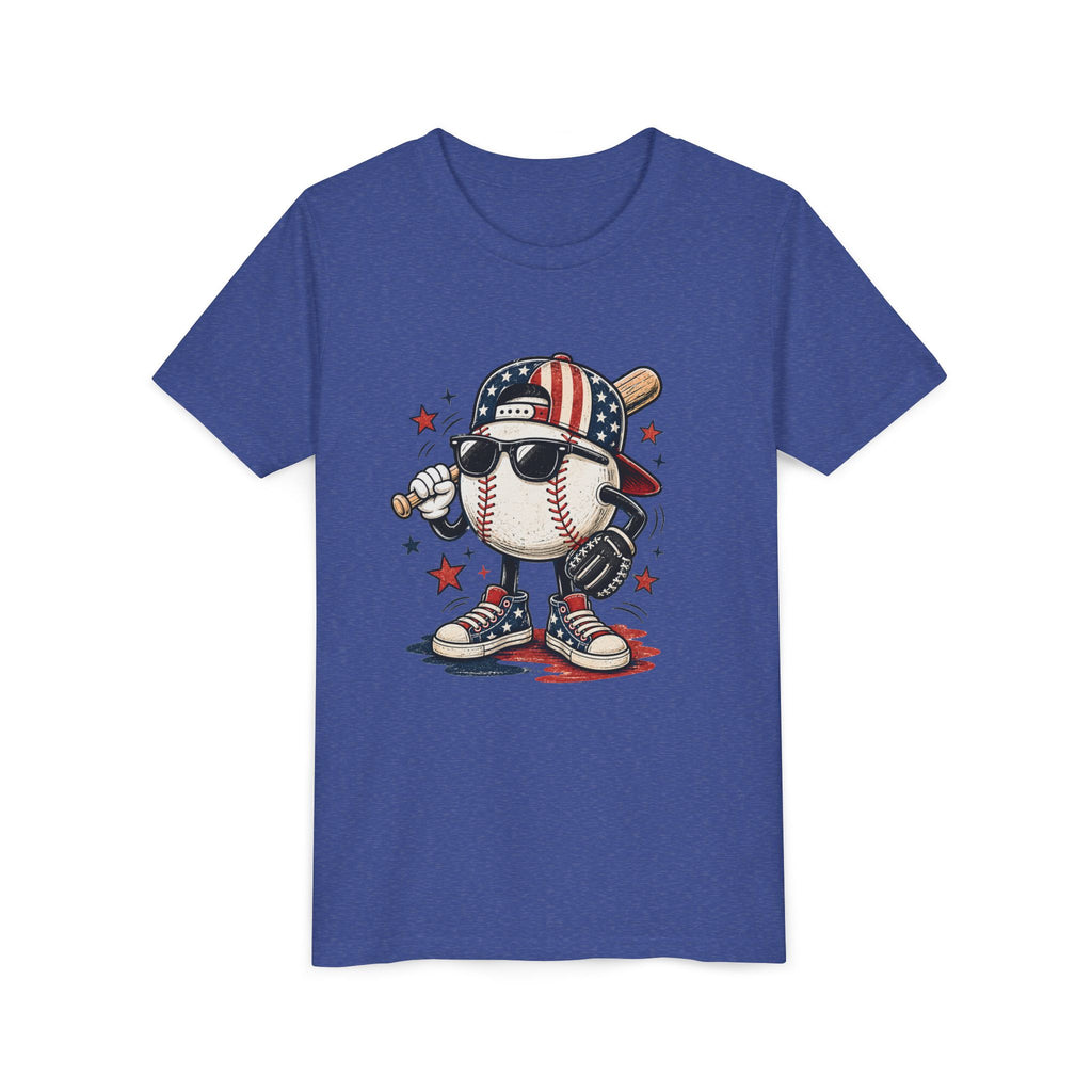 Patriotic Cool Baseball Character Youth Tee