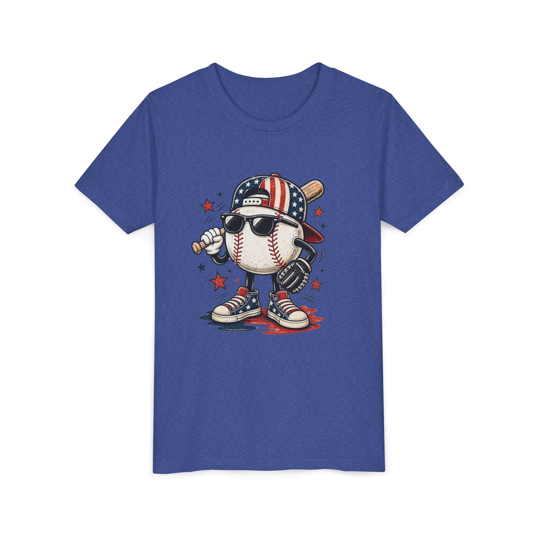 Patriotic Cool Baseball Character Youth Tee