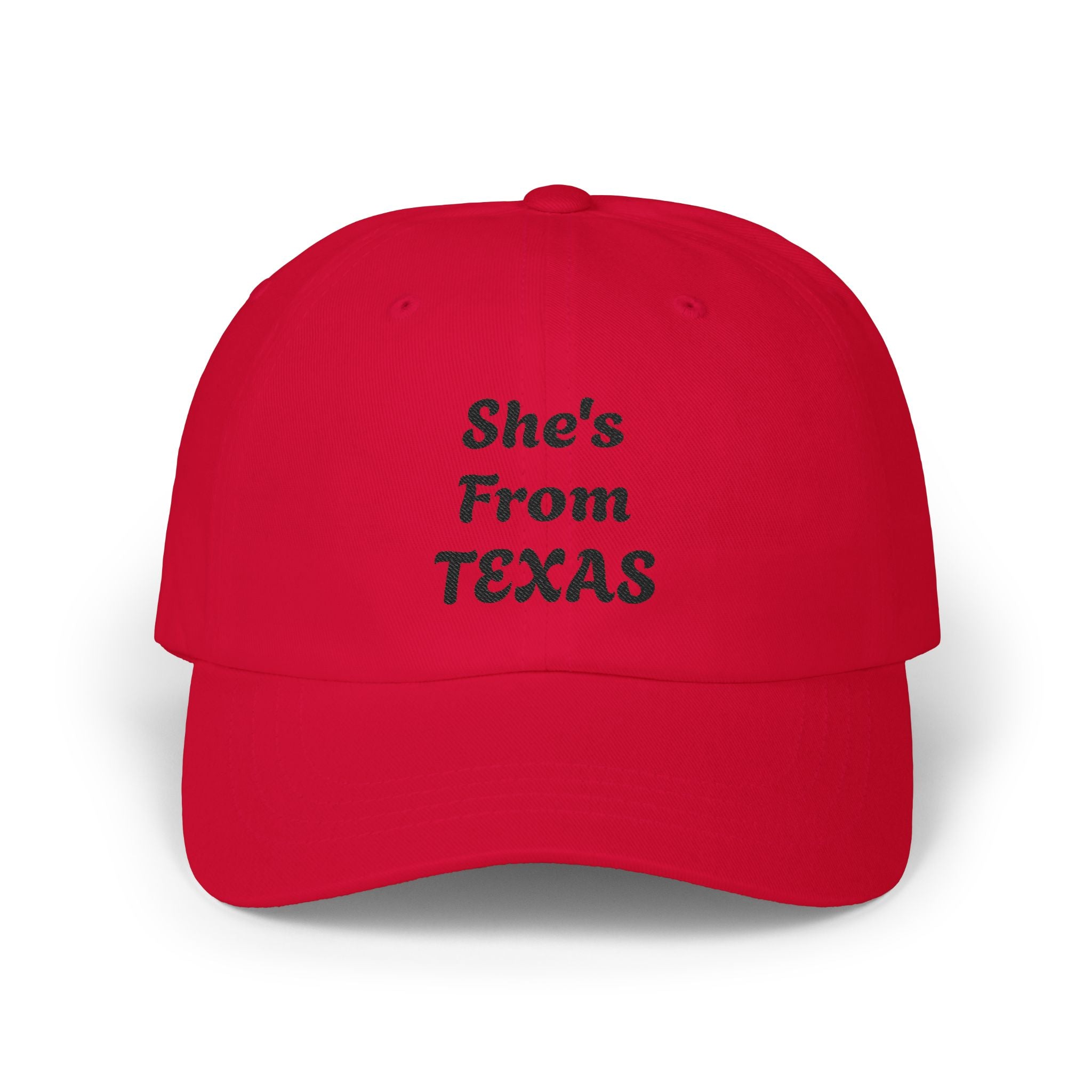 She's From Texas Dad Cap - Embroidered White Baseball Hat for Women & Daughters