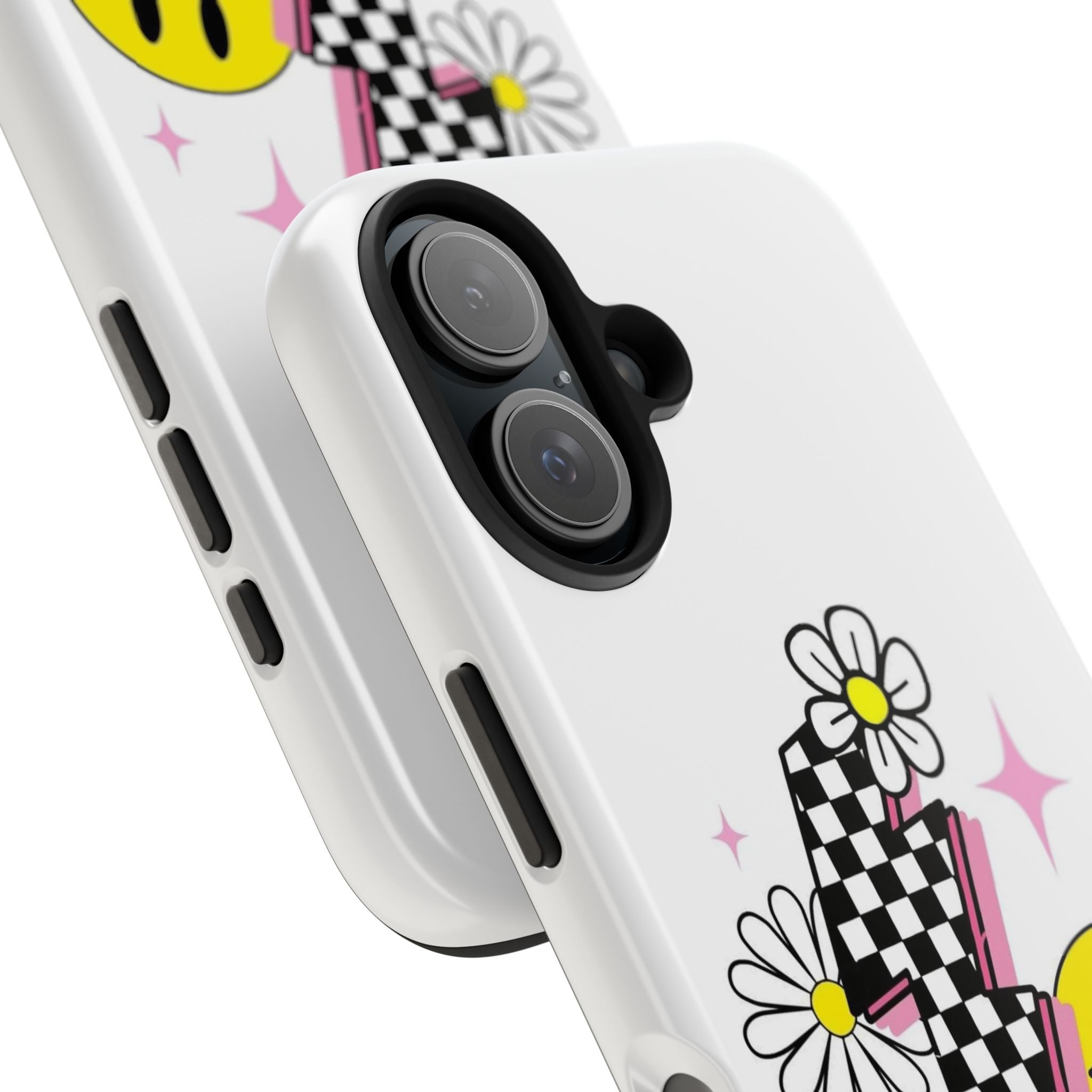 Retro Smiley Checkerboard Tough Phone Case — Daisy Lightning Design