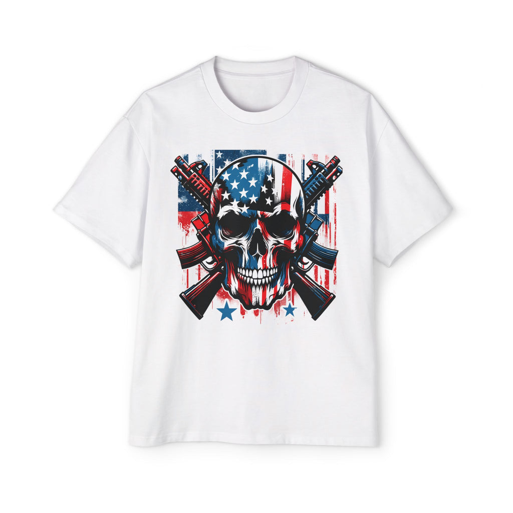 Patriotic Skull & Guns T‑Shirt — American Flag Skull Tee for Men