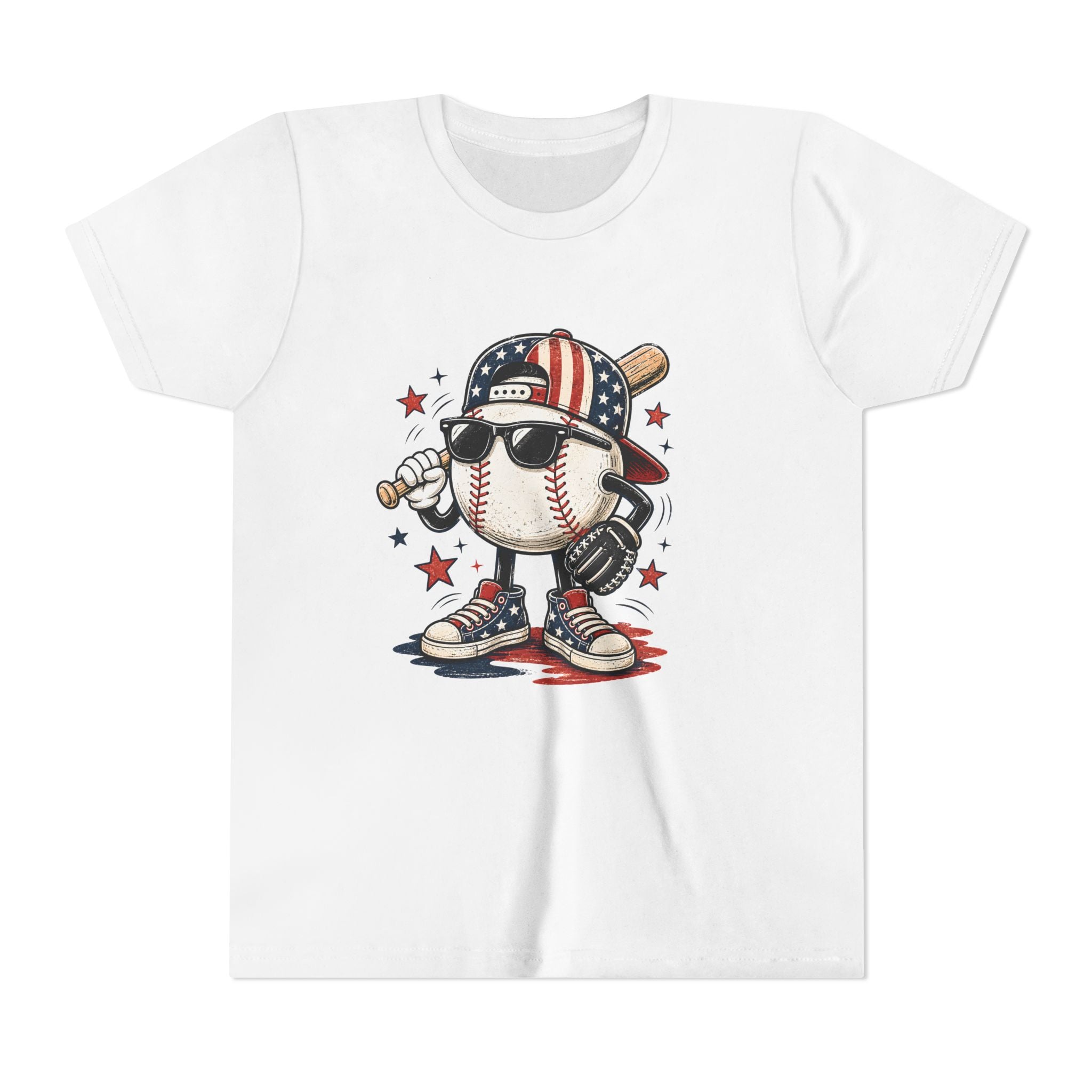 Patriotic Cool Baseball Character Youth Tee