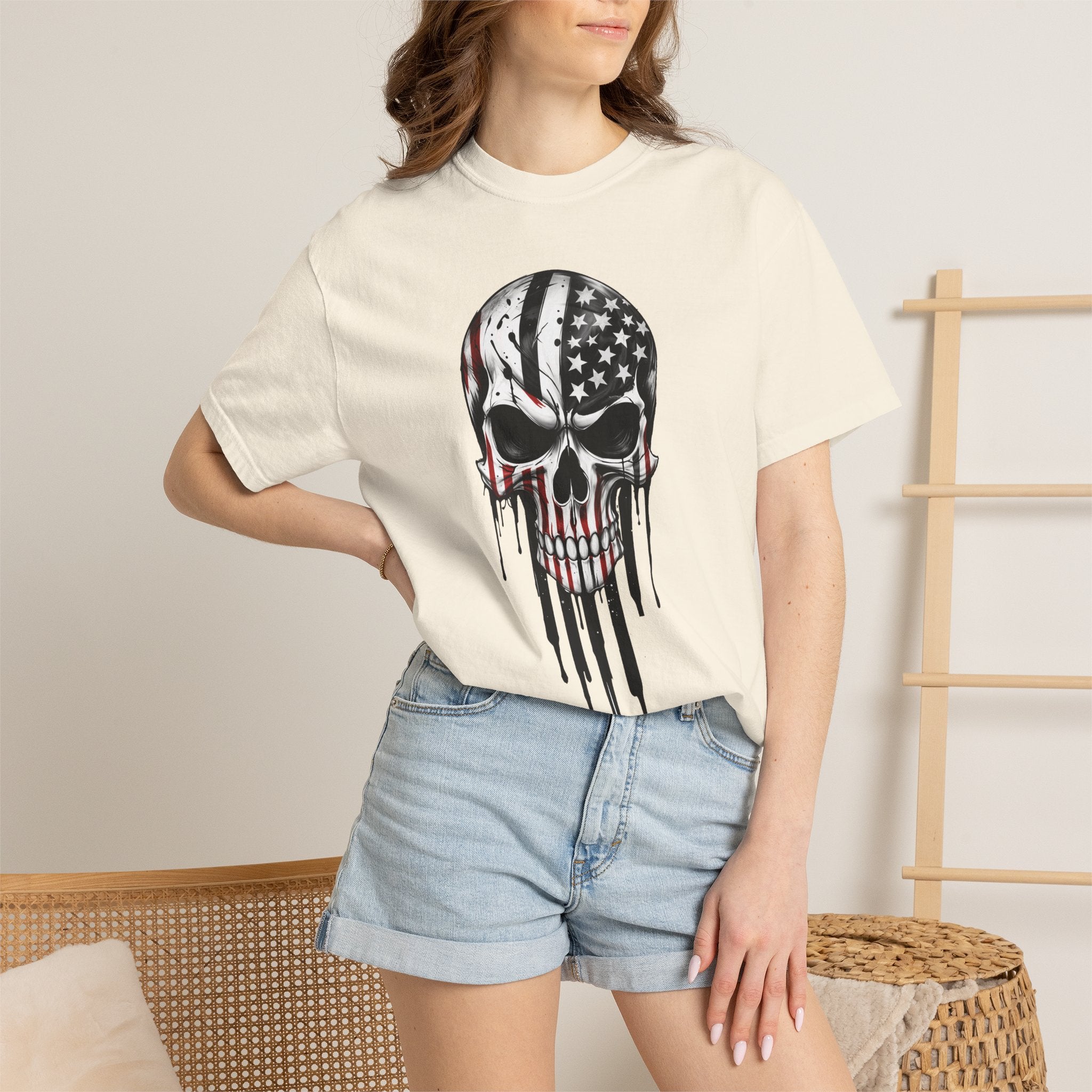 American Flag Drip Skull T-Shirt