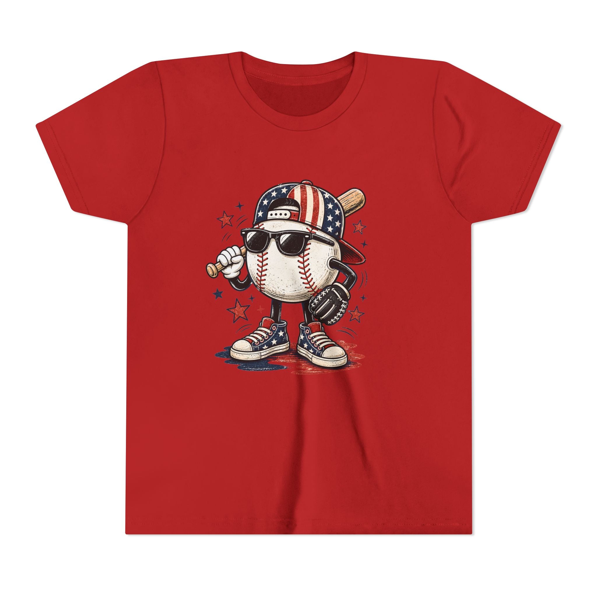 Patriotic Cool Baseball Character Youth Tee