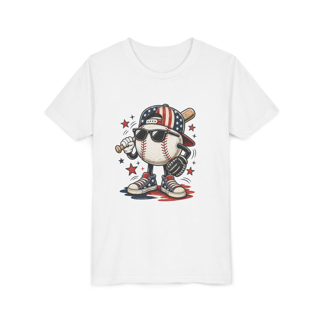 Patriotic Cool Baseball Character Youth Tee