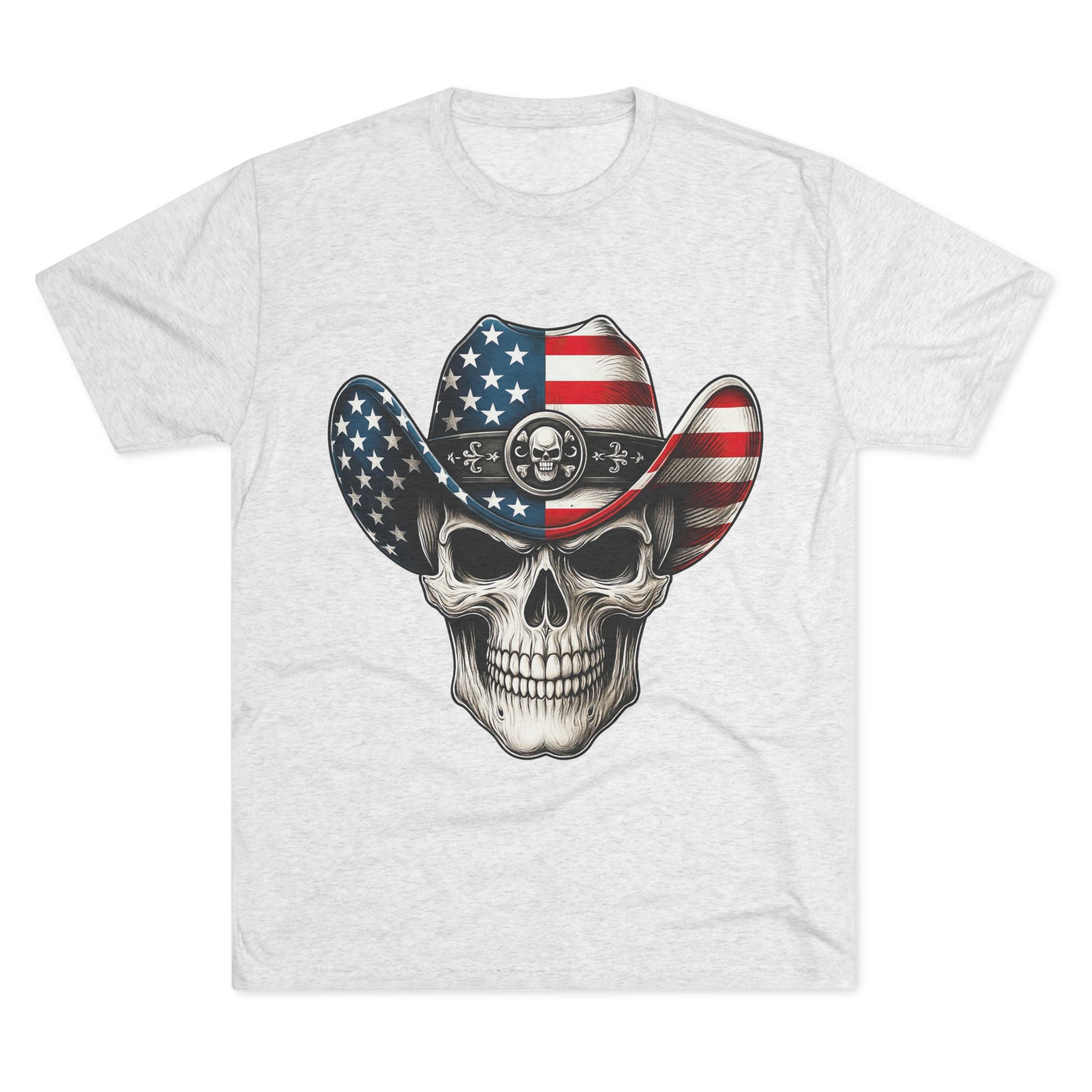 American Flag Skull Tee — Patriotic Cowboy Skull T-Shirt