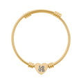 Engravable Heart Cuff Bracelet — LOVE Cable Bangle in Silver or Gold