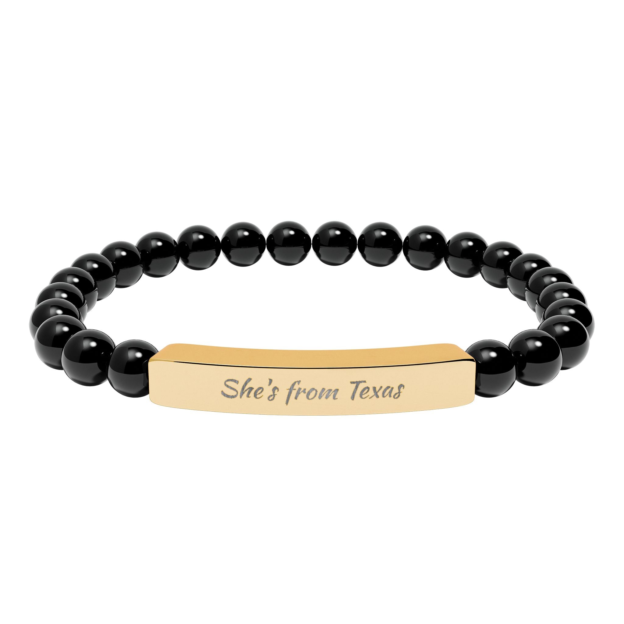 Engravable Natural Stone Stretch Bar Bracelet — Personalized Beaded Bracelet