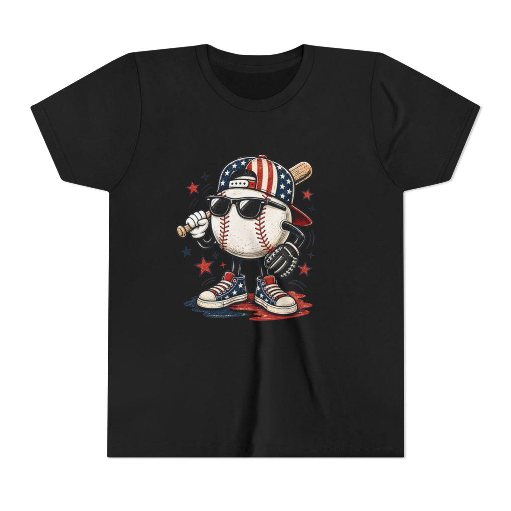 Patriotic Cool Baseball Character Youth Tee