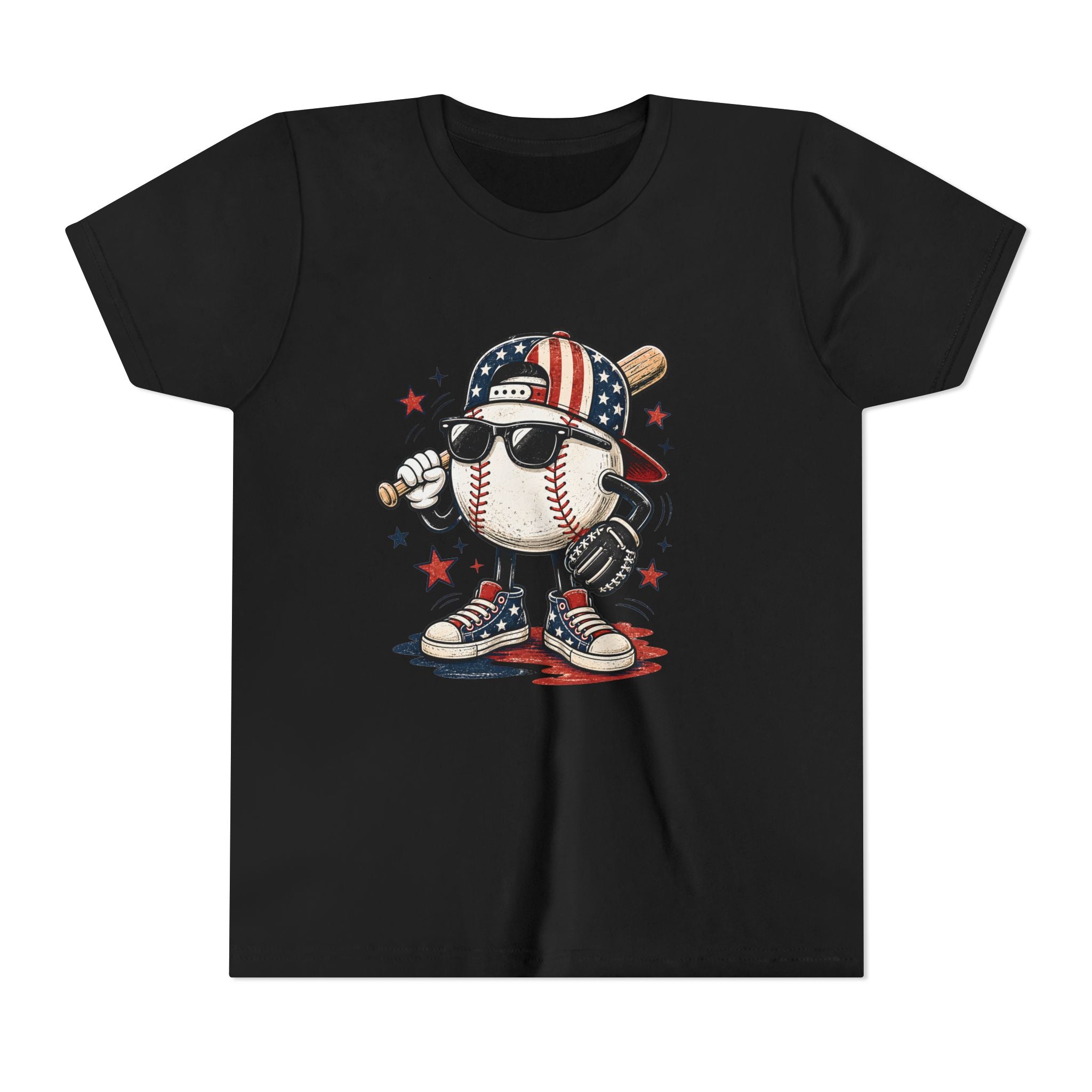 Patriotic Cool Baseball Character Youth Tee