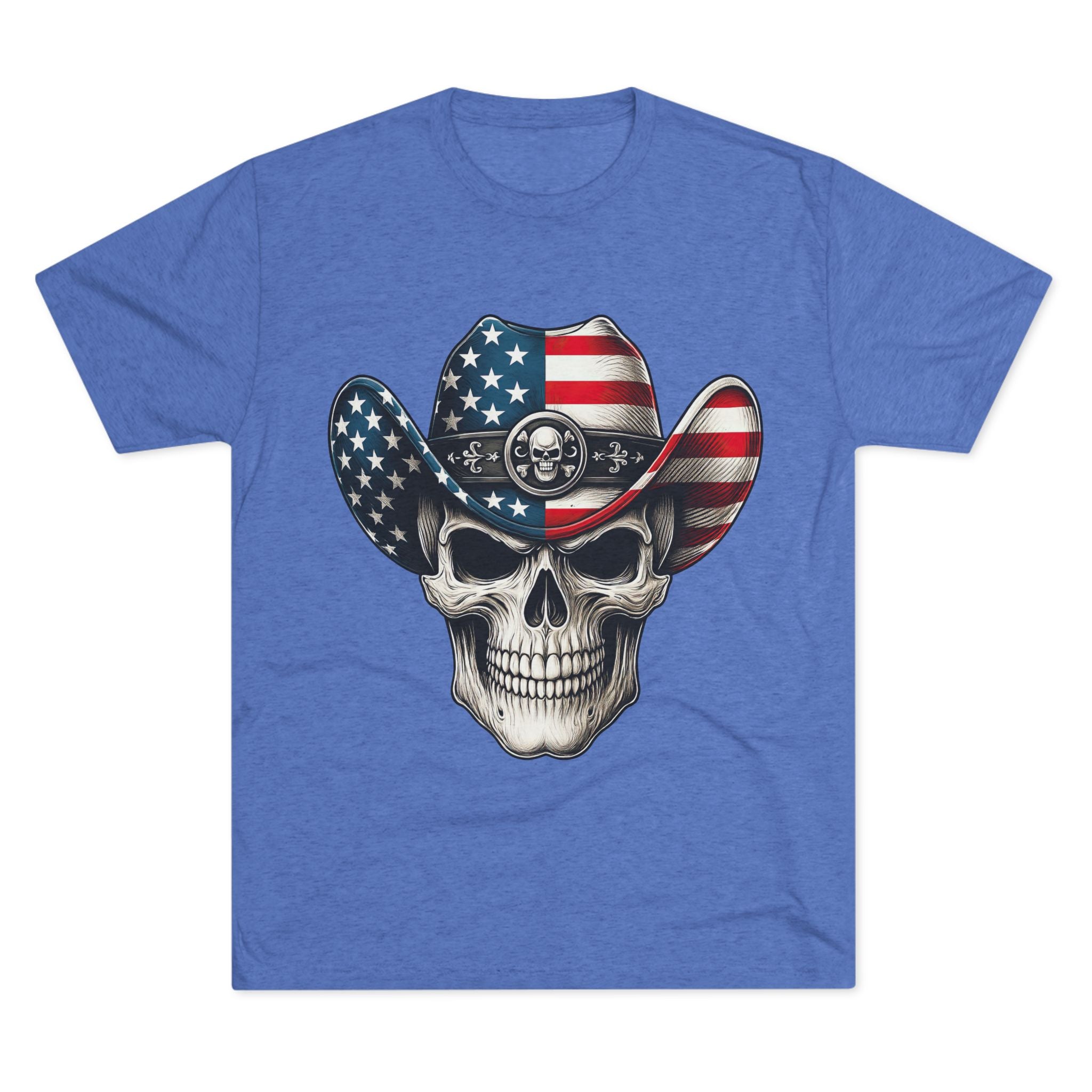 American Flag Skull Tee — Patriotic Cowboy Skull T-Shirt