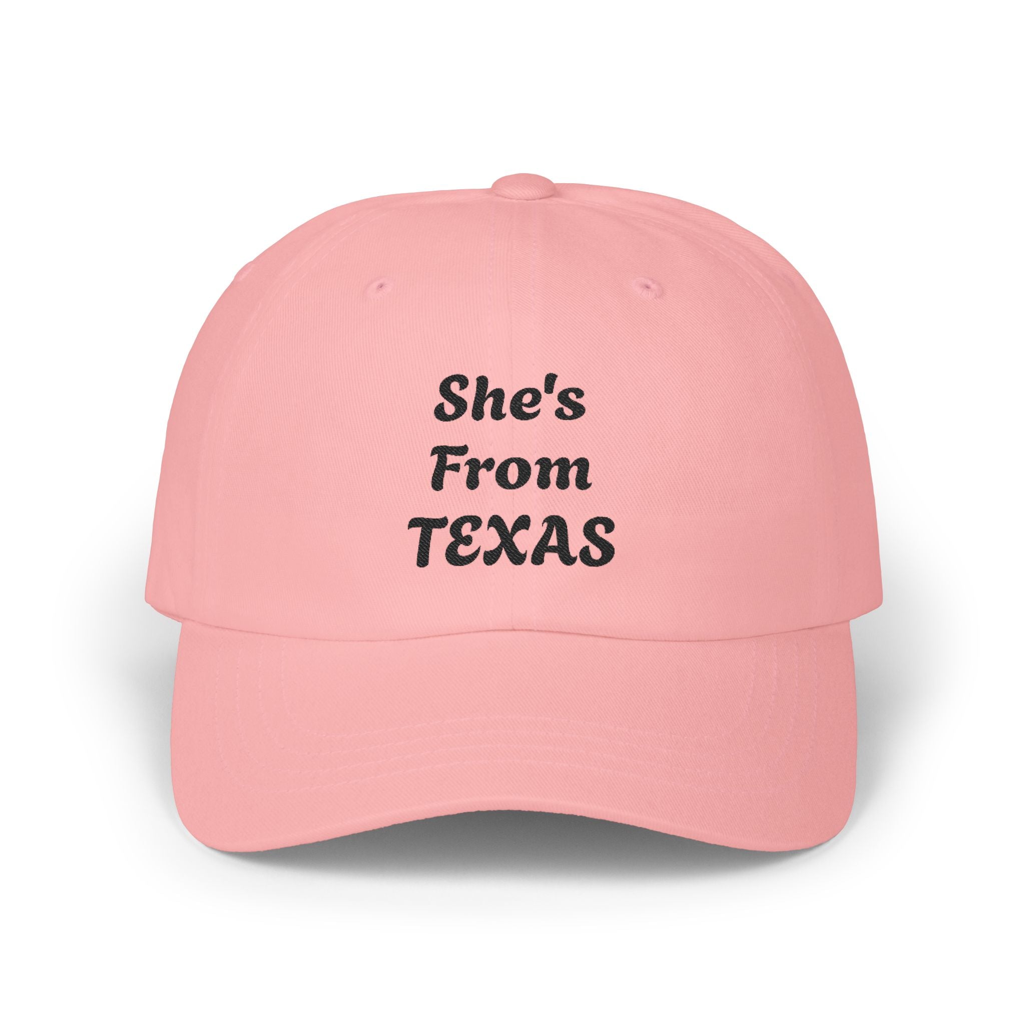 She's From Texas Dad Cap - Embroidered White Baseball Hat for Women & Daughters