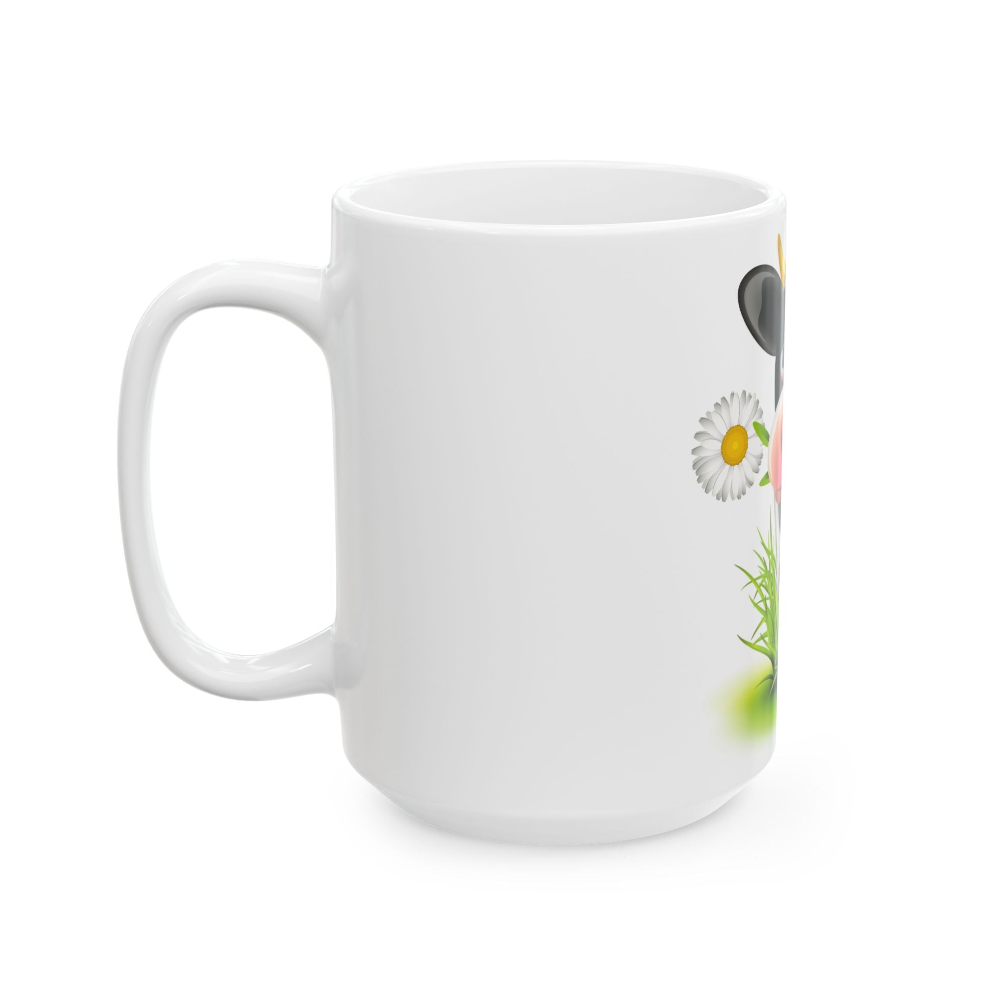 Cute Cow Ceramic Mug – 11oz & 15oz Coffee Cup with Daisy