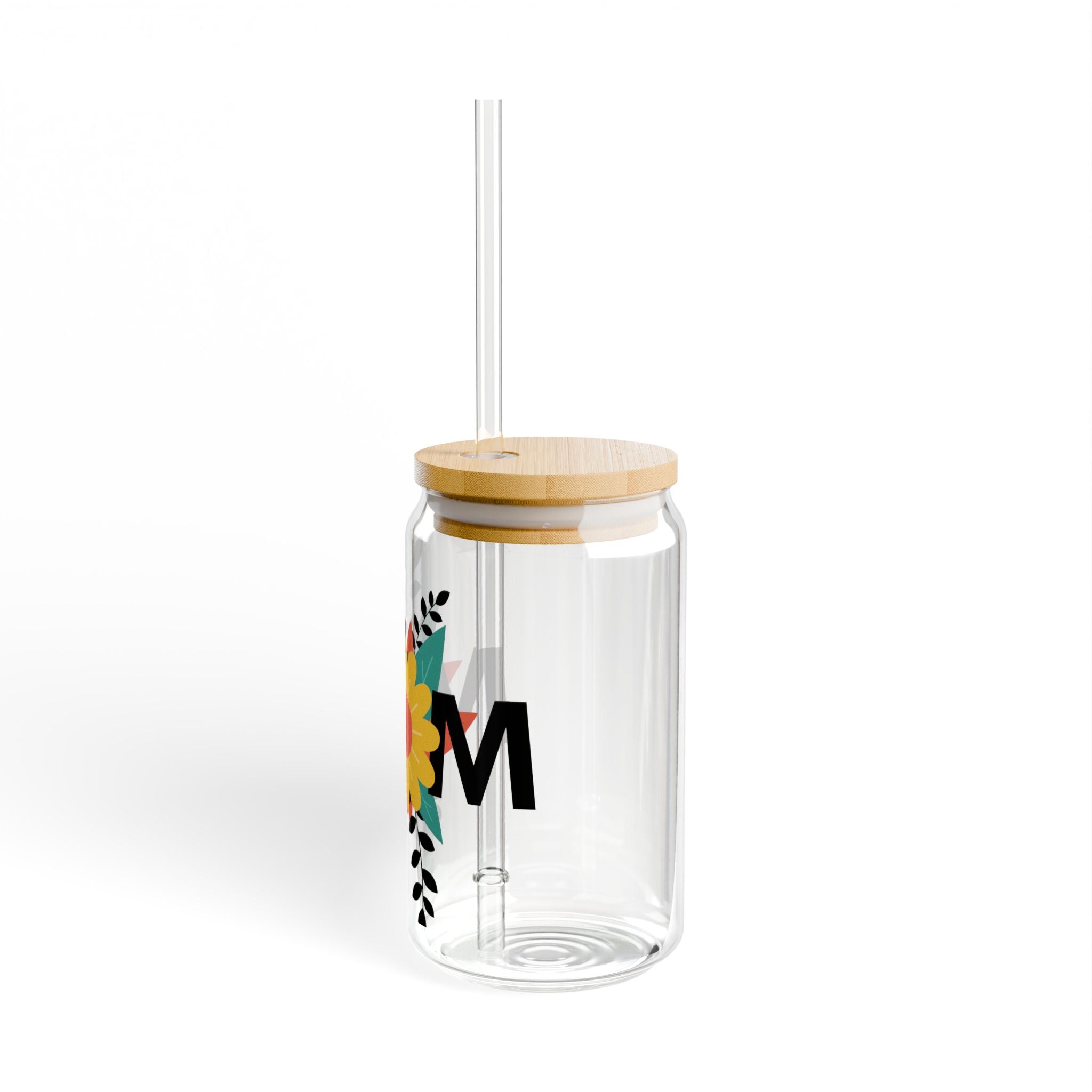 Sunflower Mom 16oz Sipper Glass with Bamboo Lid