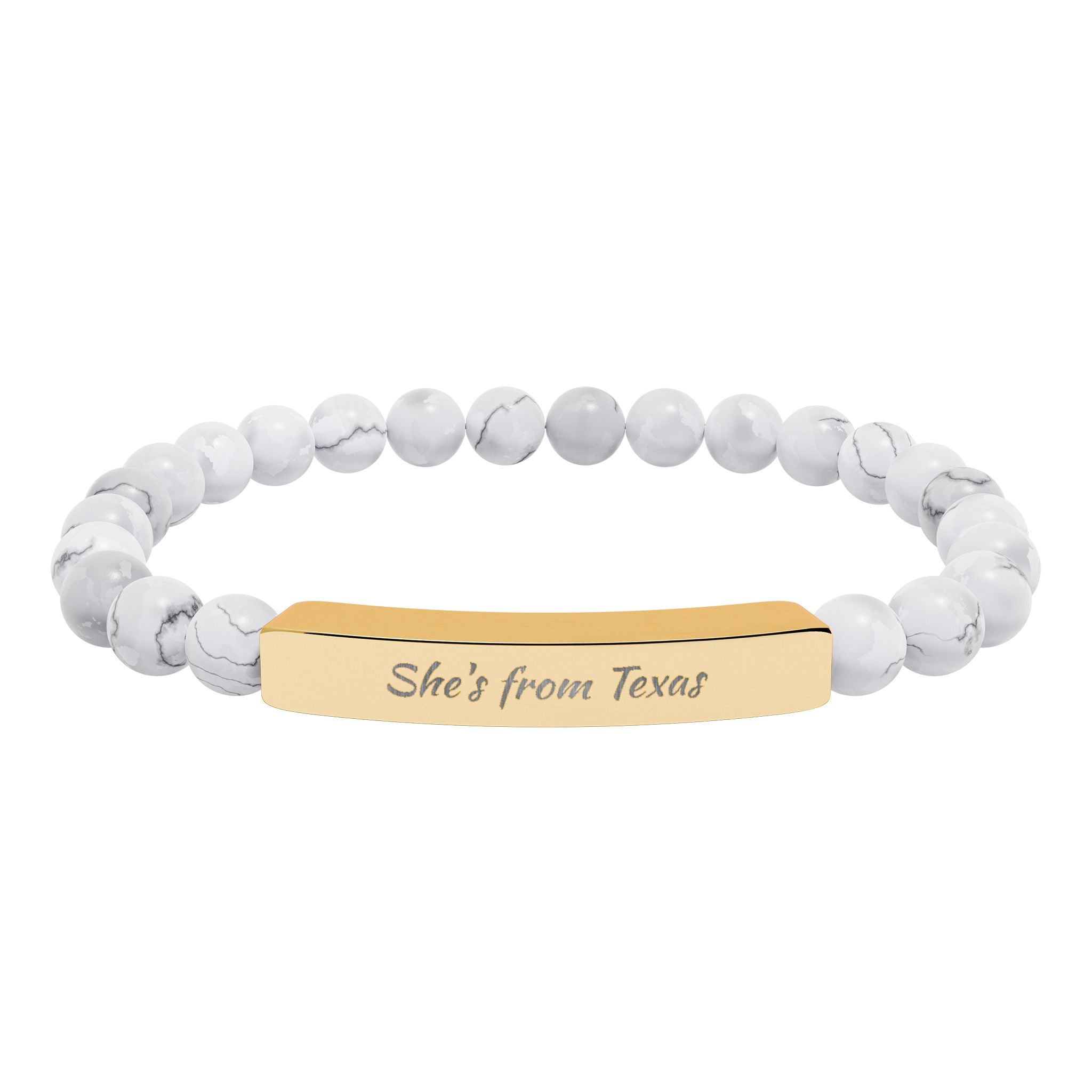 Engravable Natural Stone Stretch Bar Bracelet — Personalized Beaded Bracelet