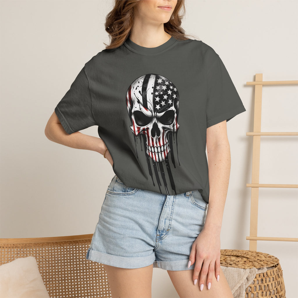 American Flag Drip Skull T-Shirt