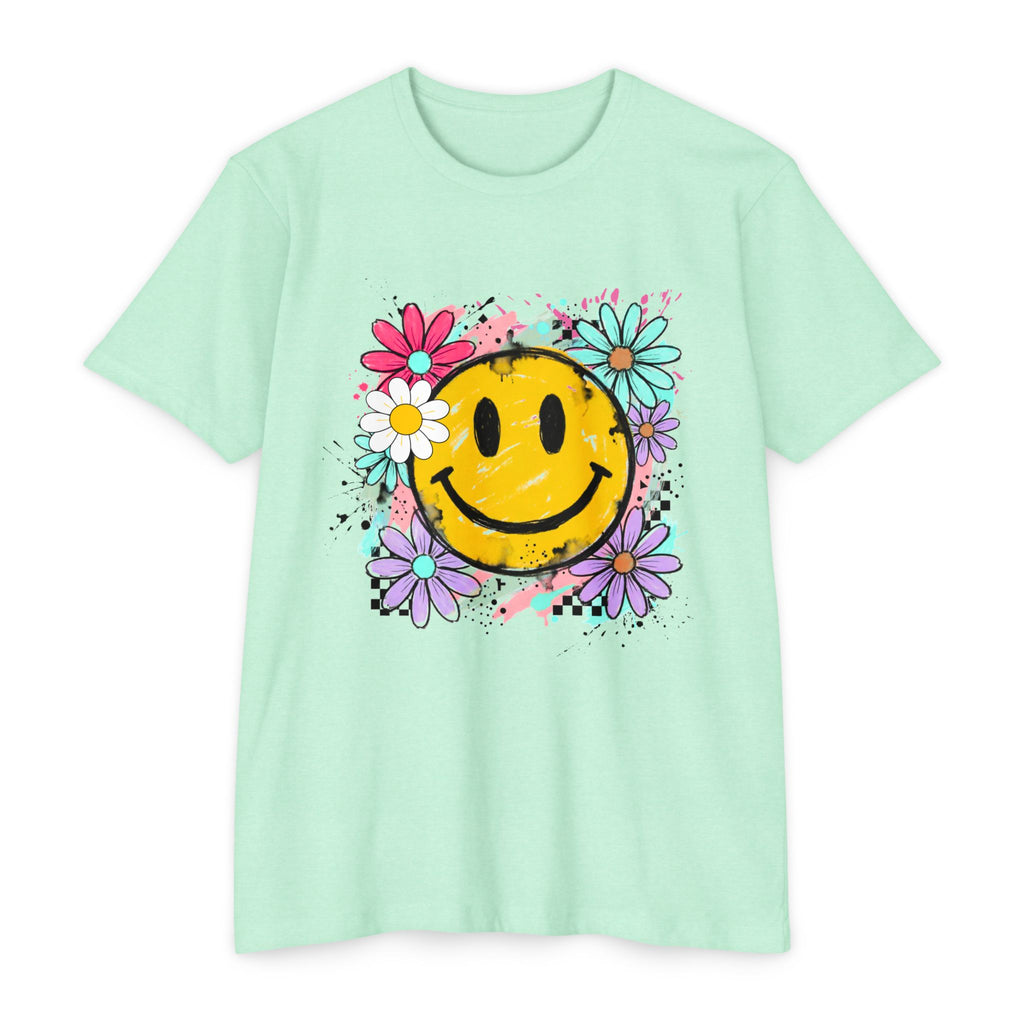 Smiley Flower Tee — Retro Happy Face Floral Graphic T-Shirt