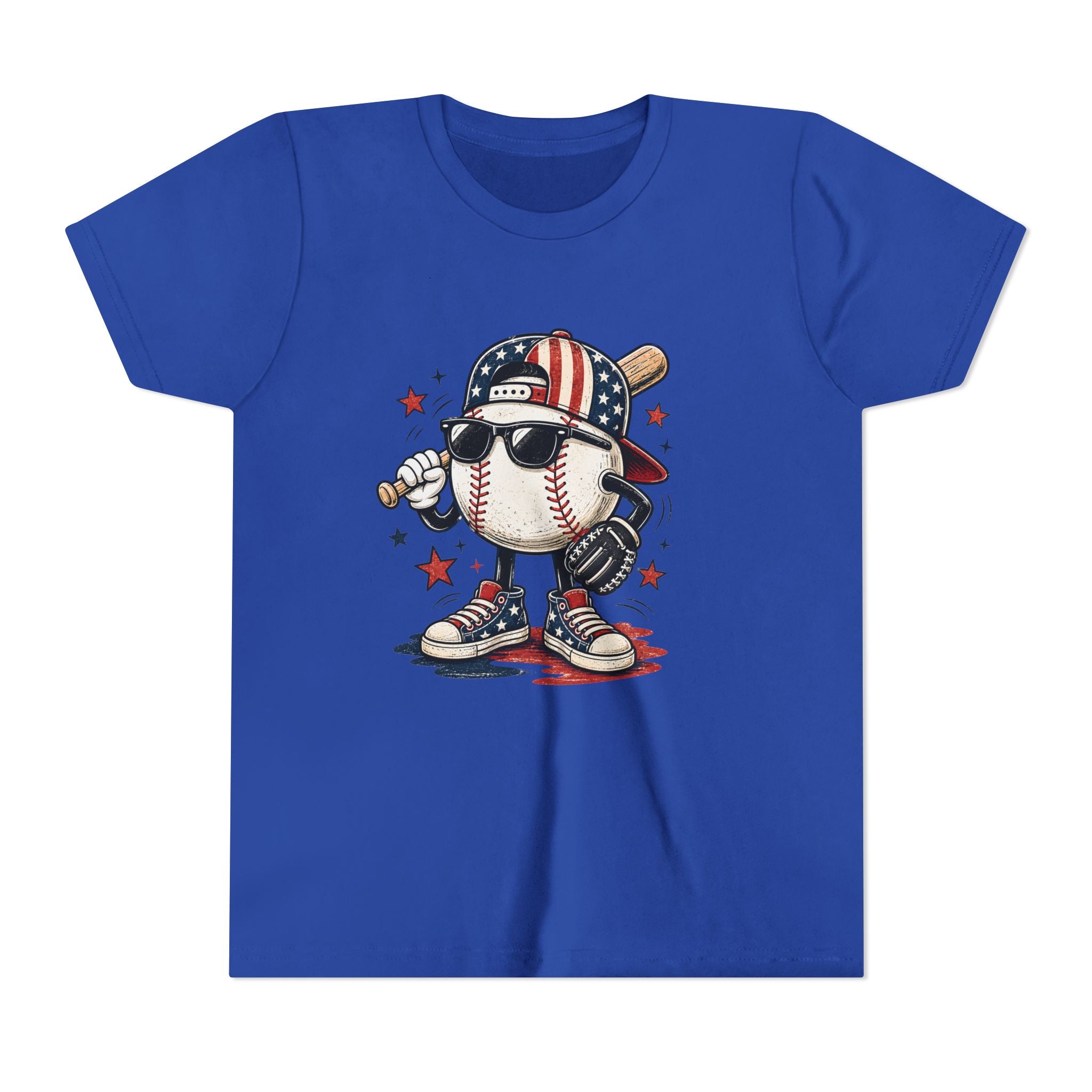 Patriotic Cool Baseball Character Youth Tee